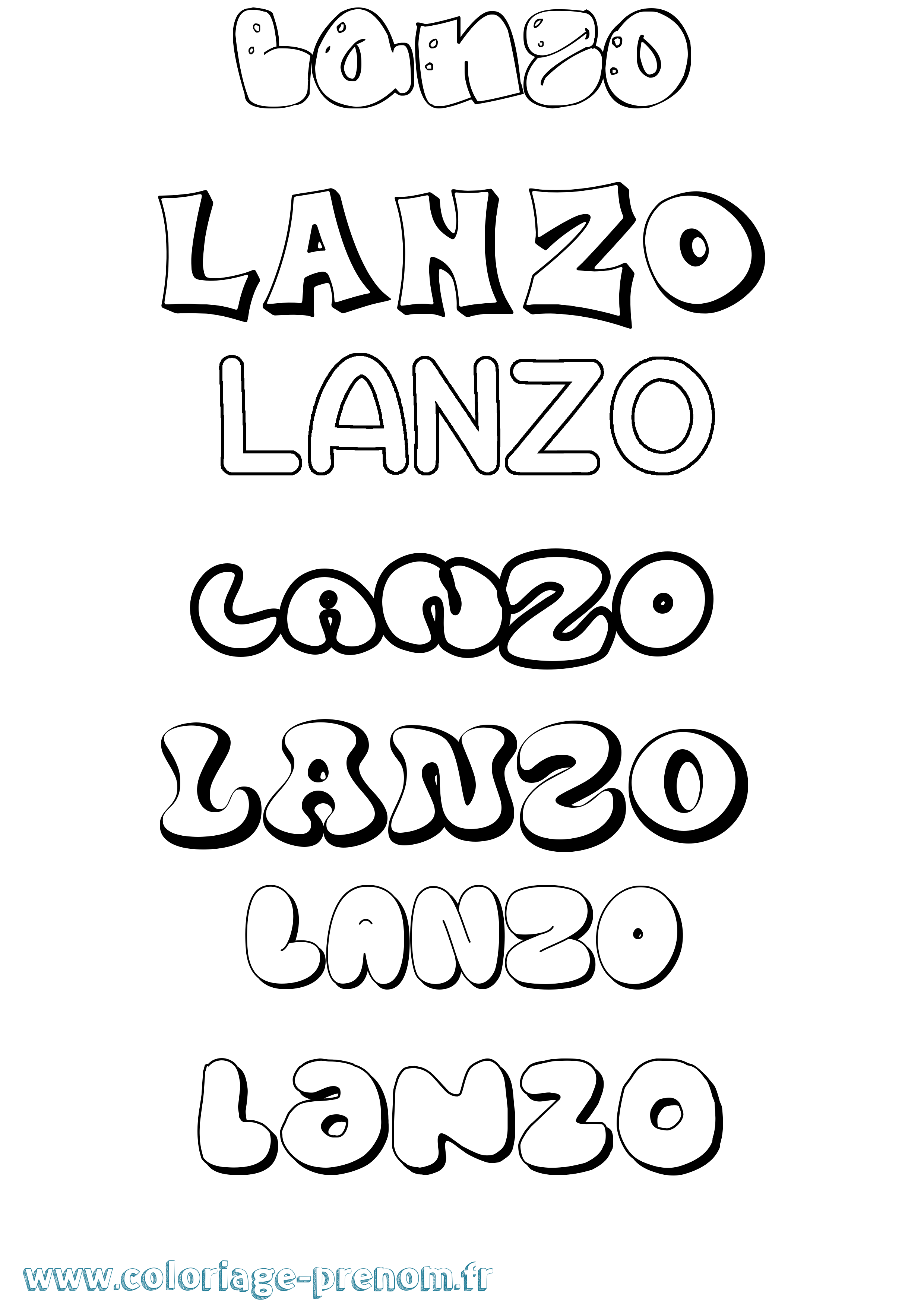 Coloriage prénom Lanzo Bubble