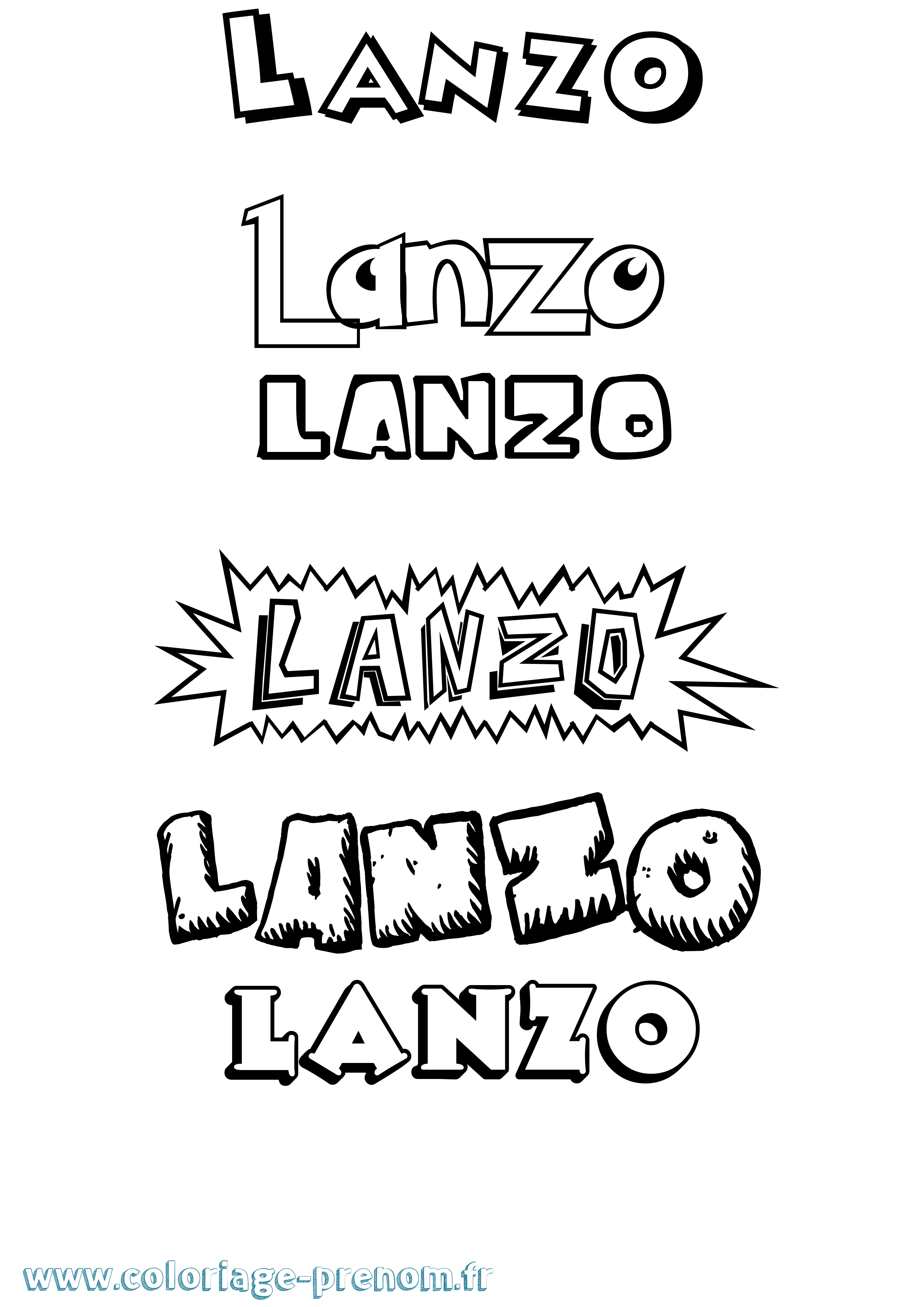 Coloriage prénom Lanzo Dessin Animé