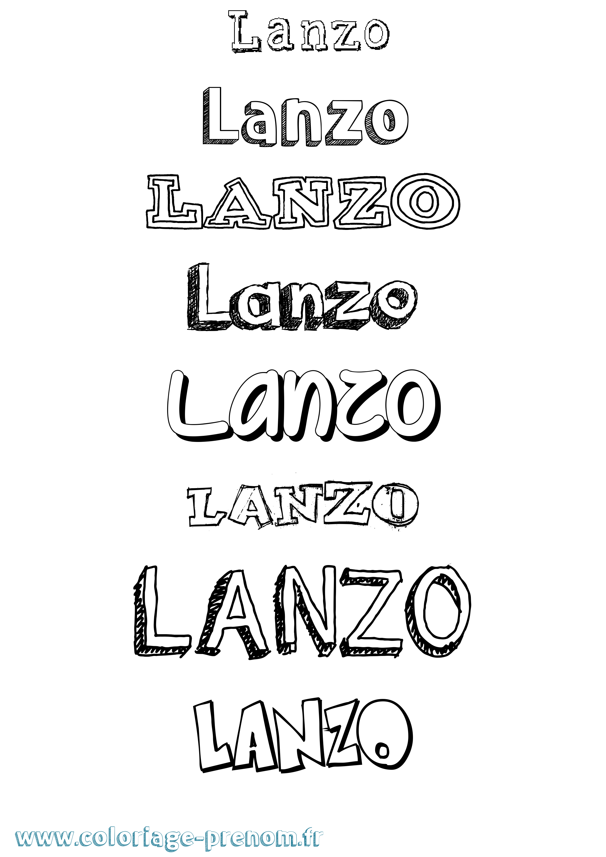 Coloriage prénom Lanzo Dessiné