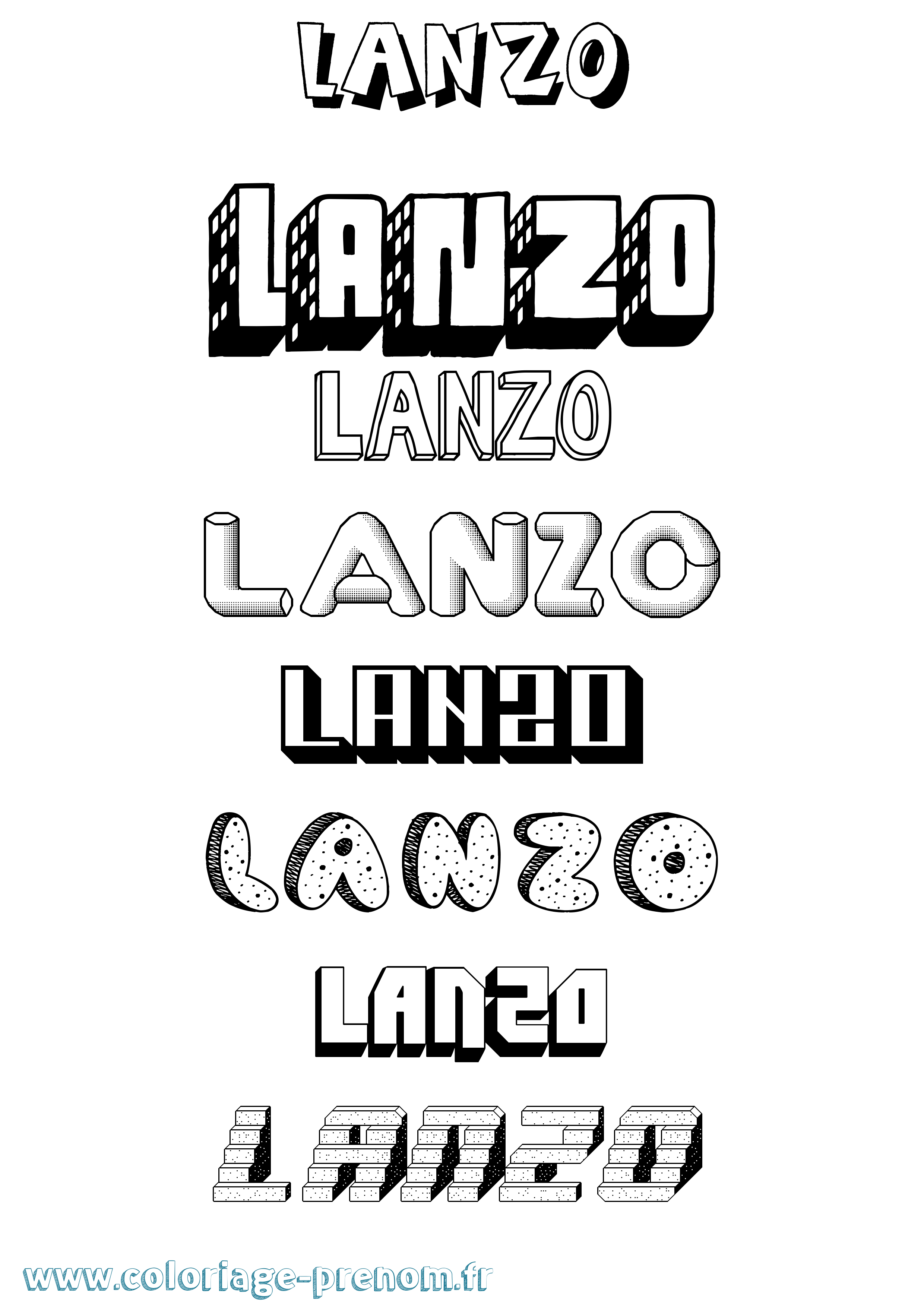 Coloriage prénom Lanzo Effet 3D