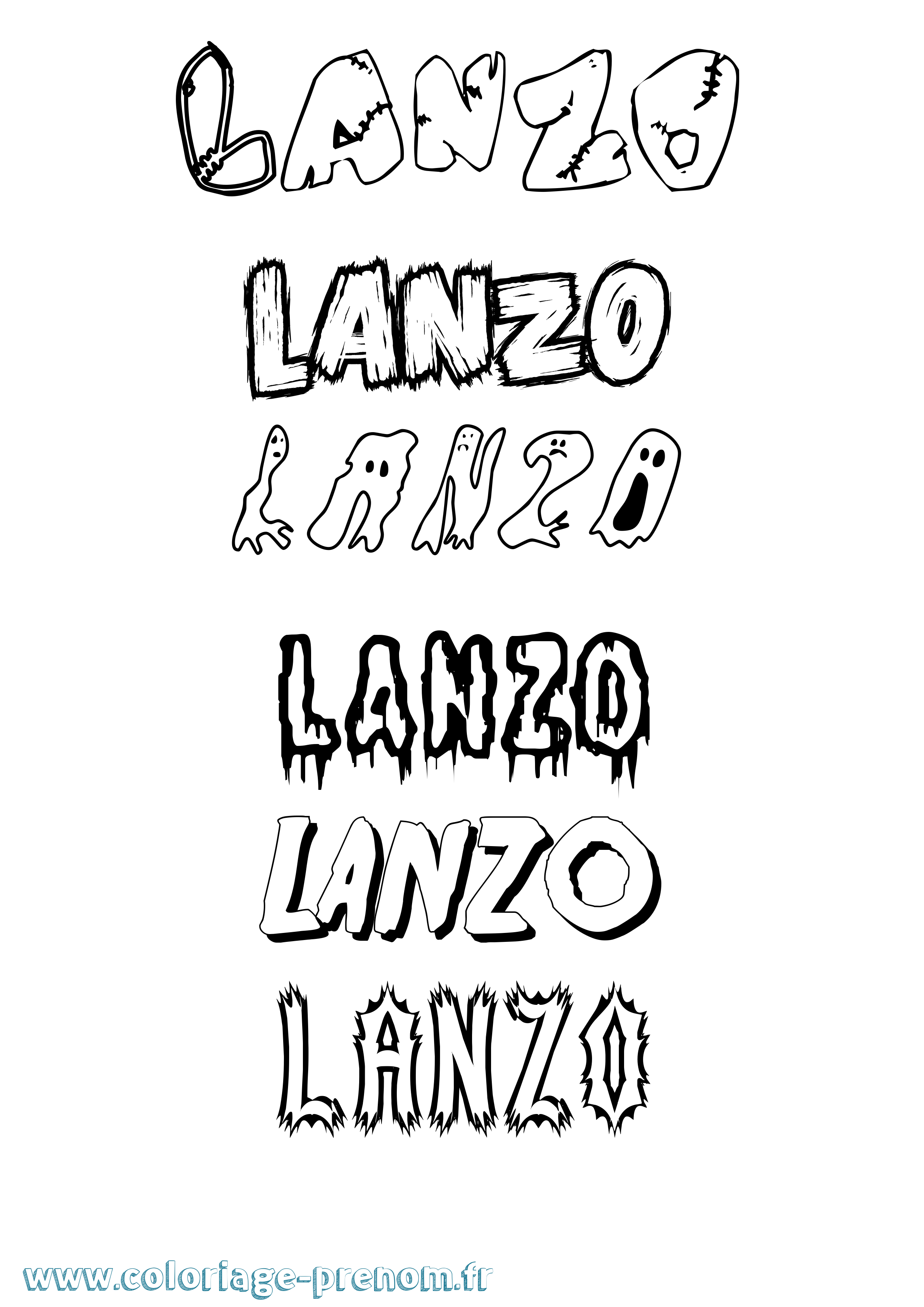 Coloriage prénom Lanzo Frisson