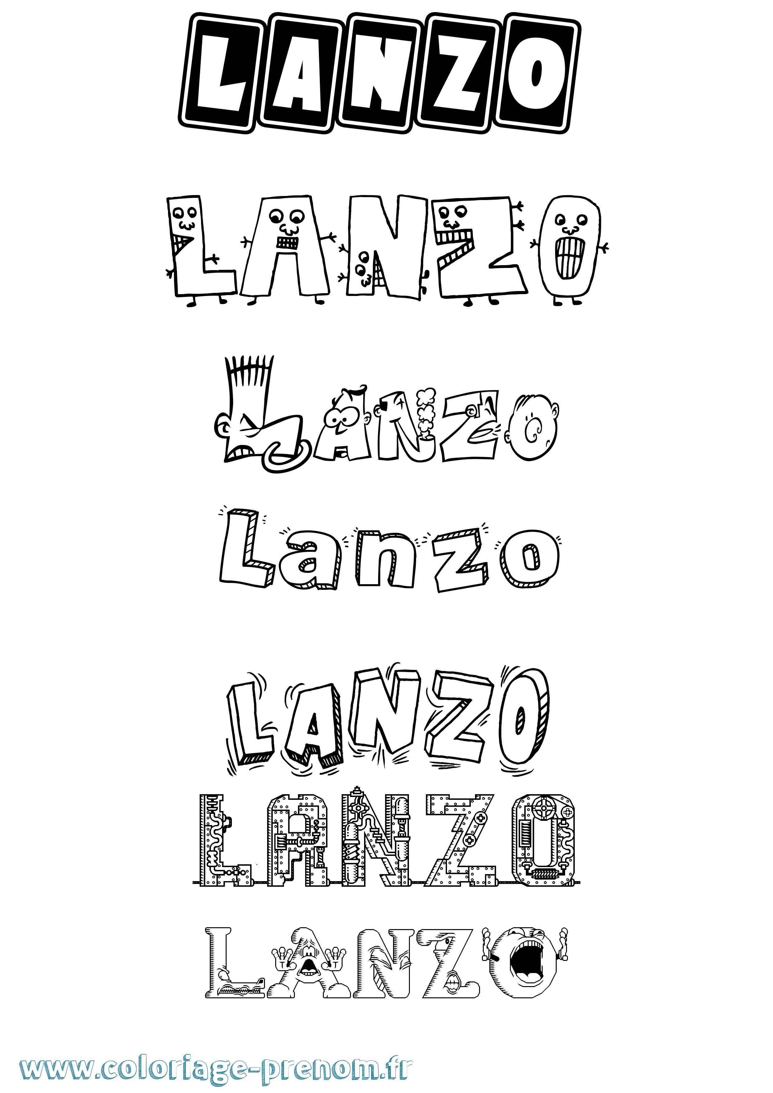 Coloriage prénom Lanzo Fun