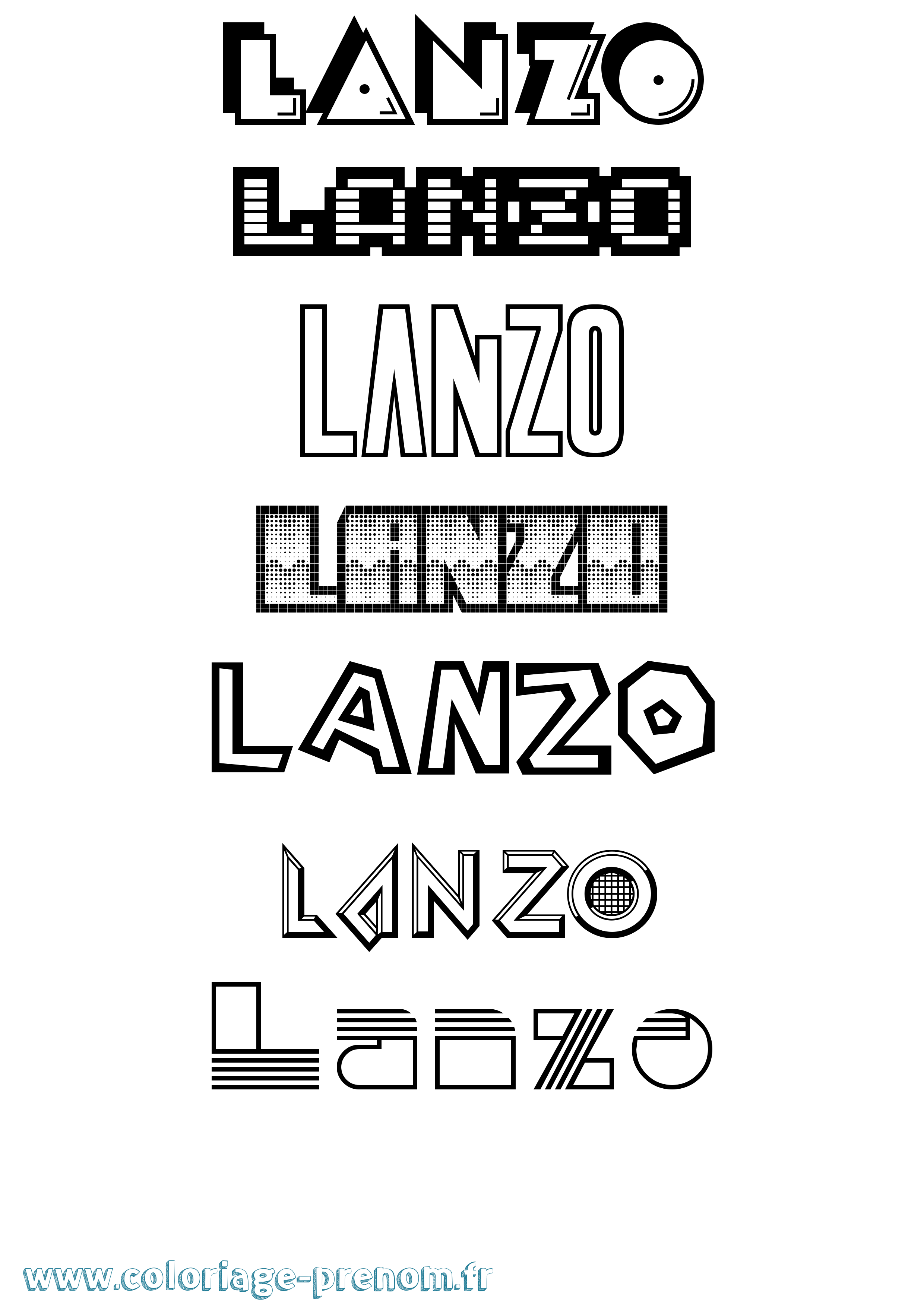 Coloriage prénom Lanzo Jeux Vidéos