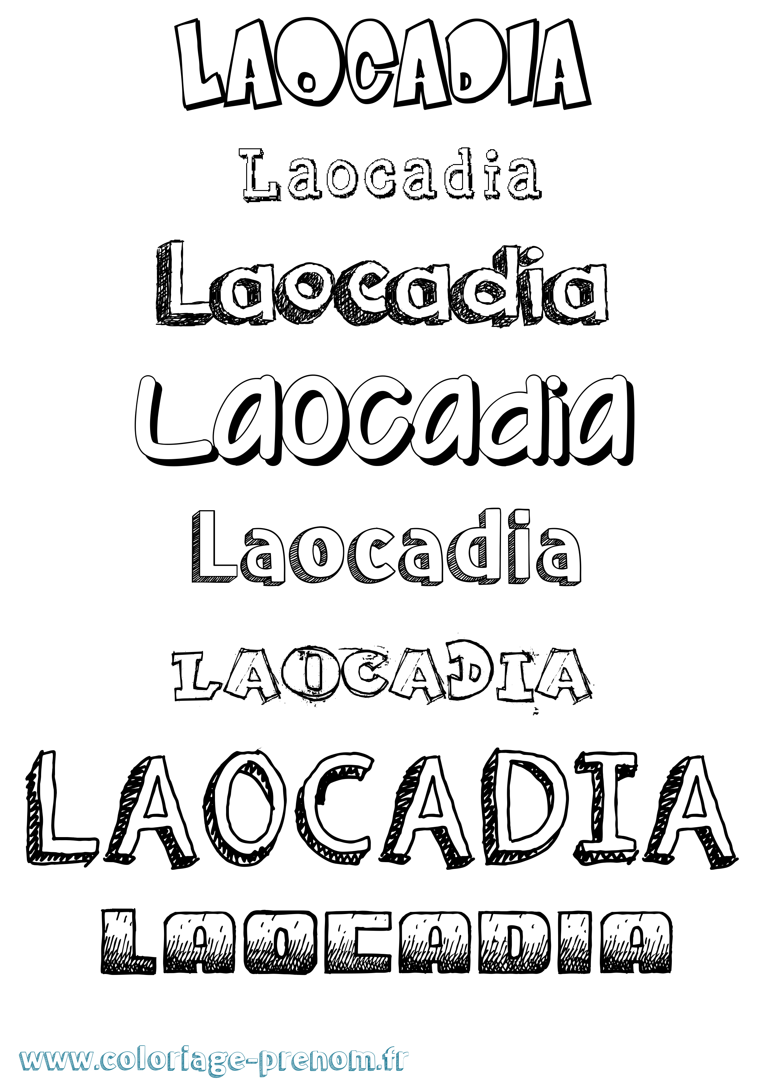 Coloriage prénom Laocadia Dessiné