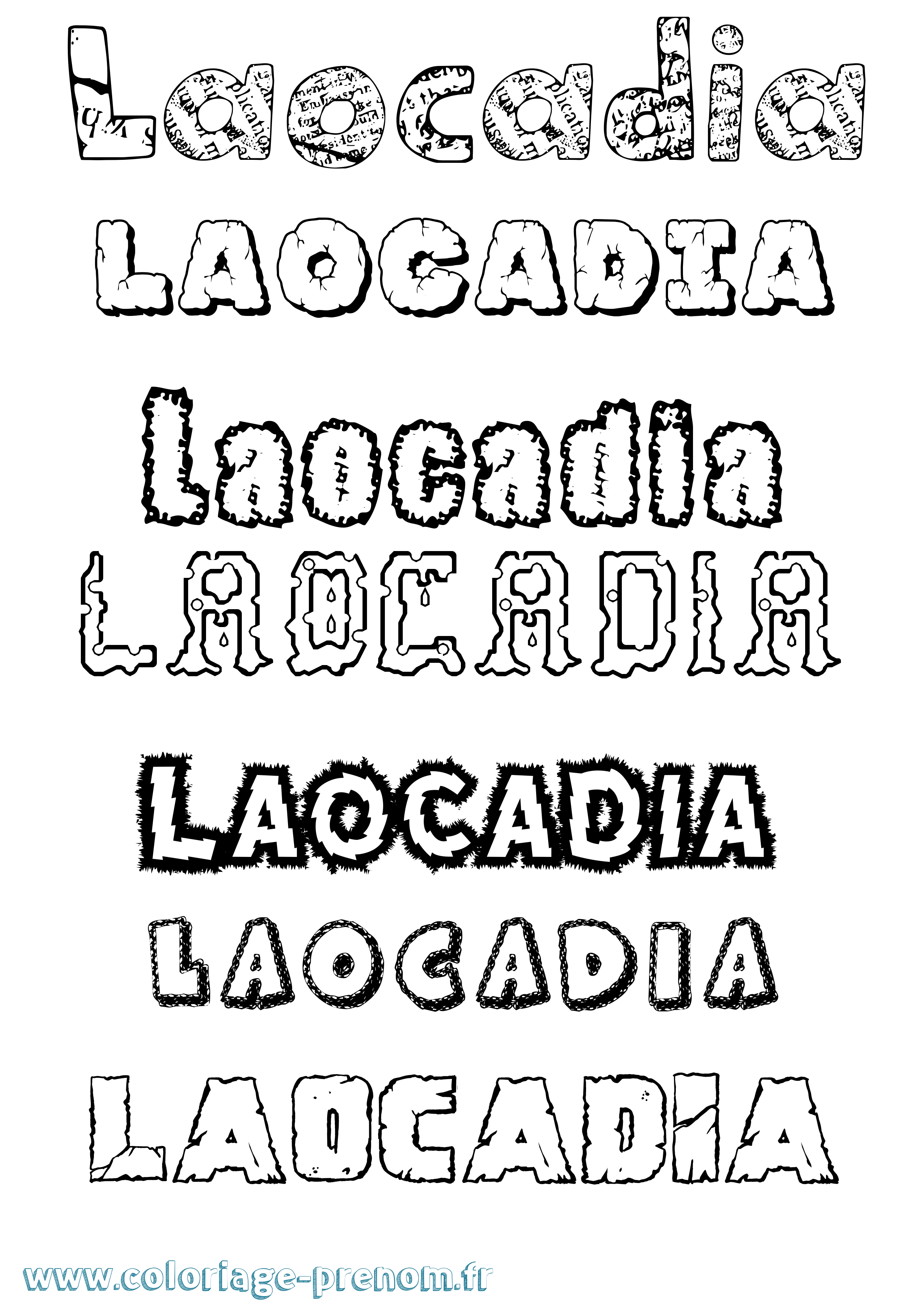 Coloriage prénom Laocadia Destructuré
