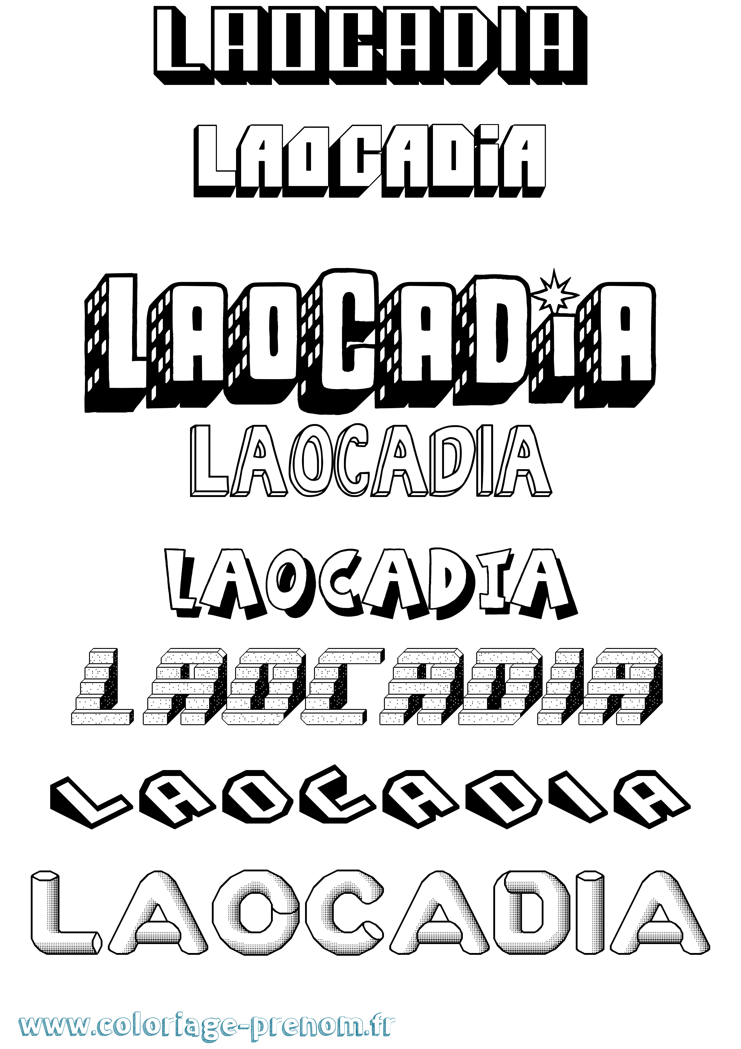 Coloriage prénom Laocadia Effet 3D