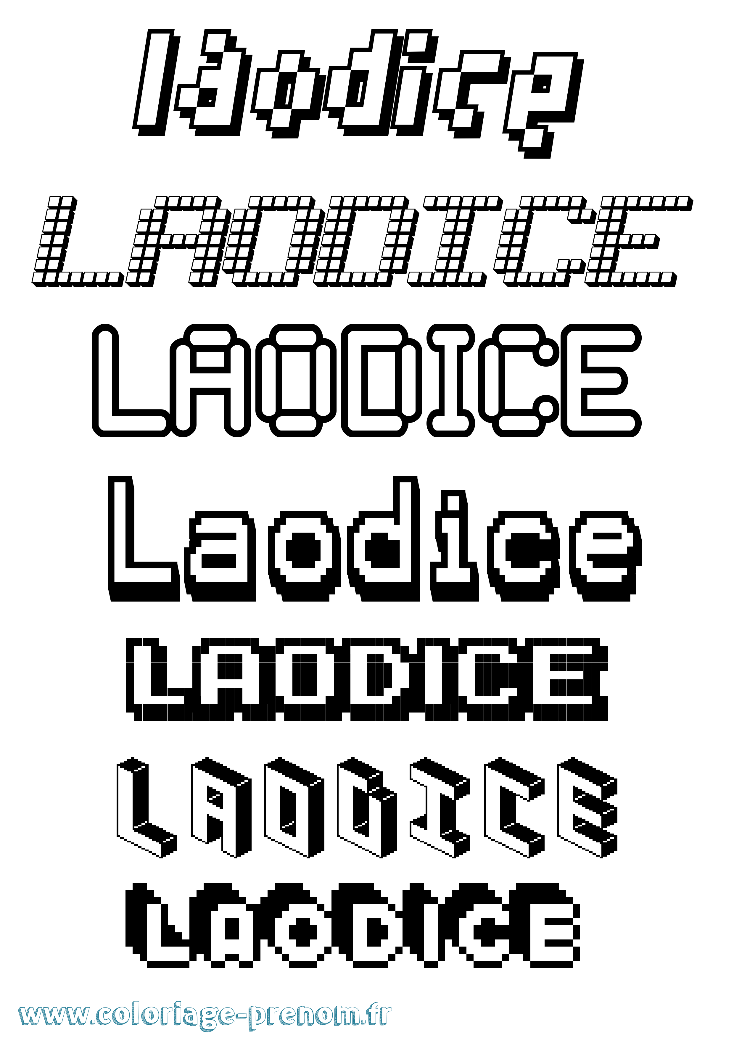 Coloriage prénom Laodice Pixel