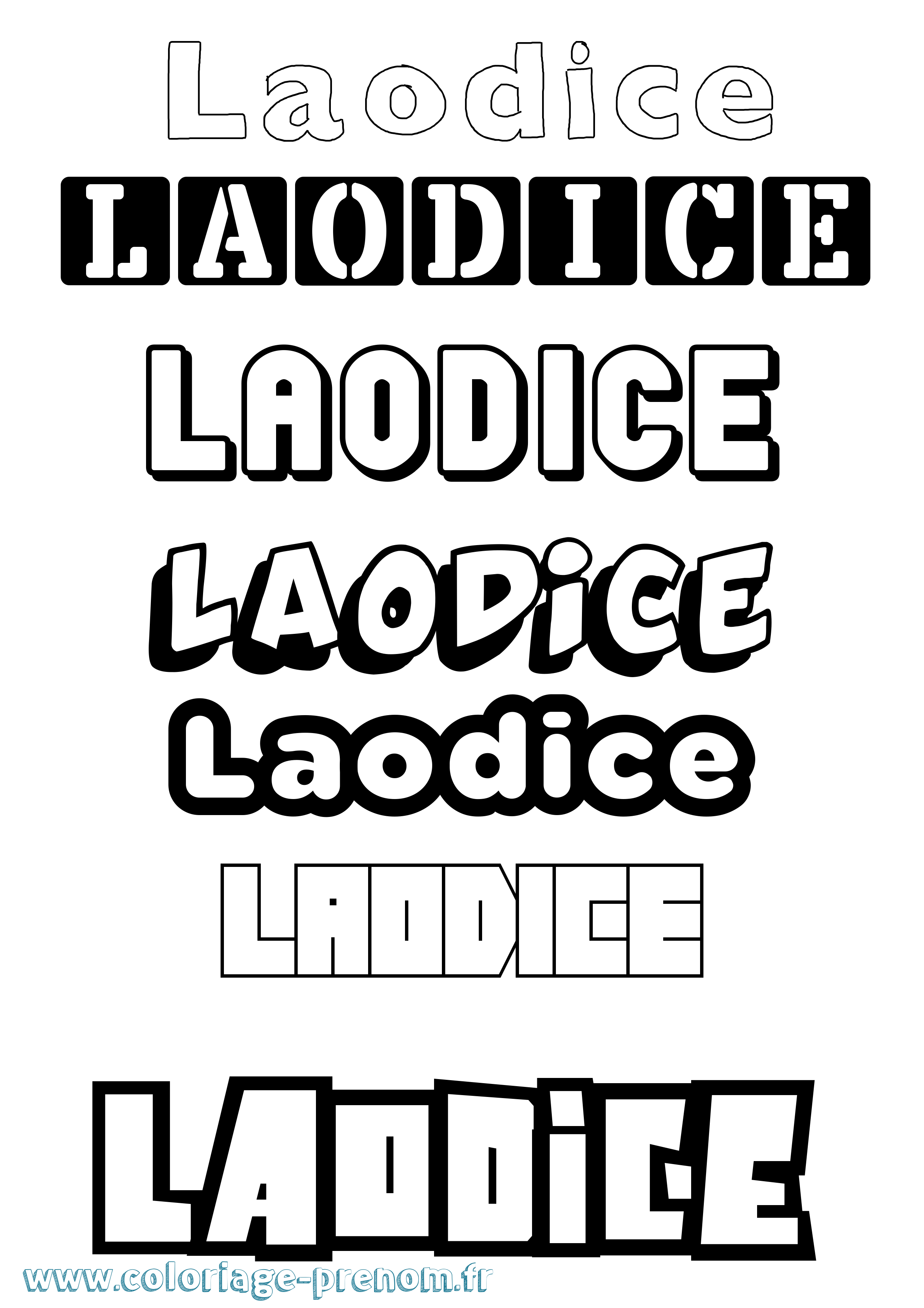 Coloriage prénom Laodice Simple