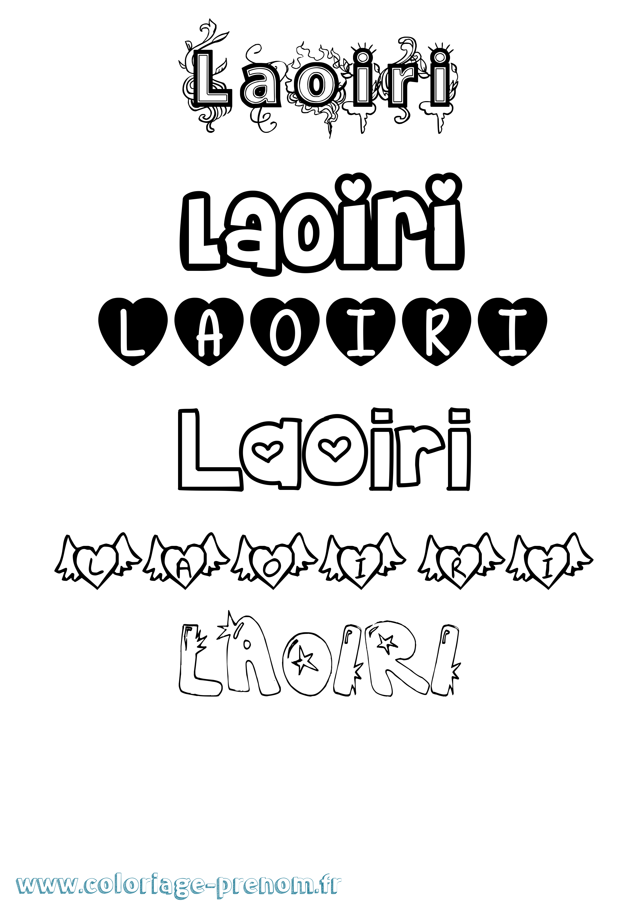 Coloriage prénom Laoiri Girly