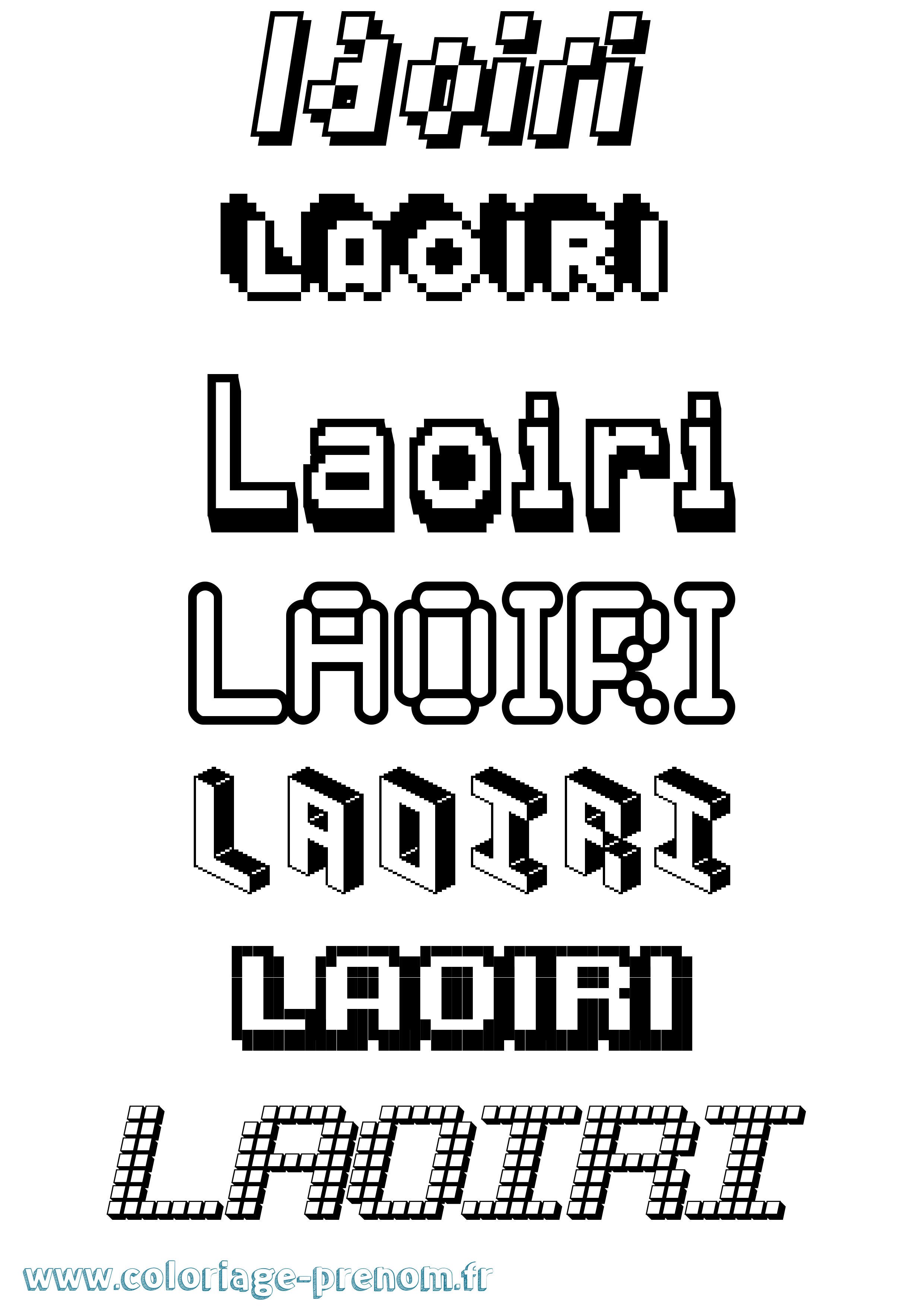 Coloriage prénom Laoiri Pixel