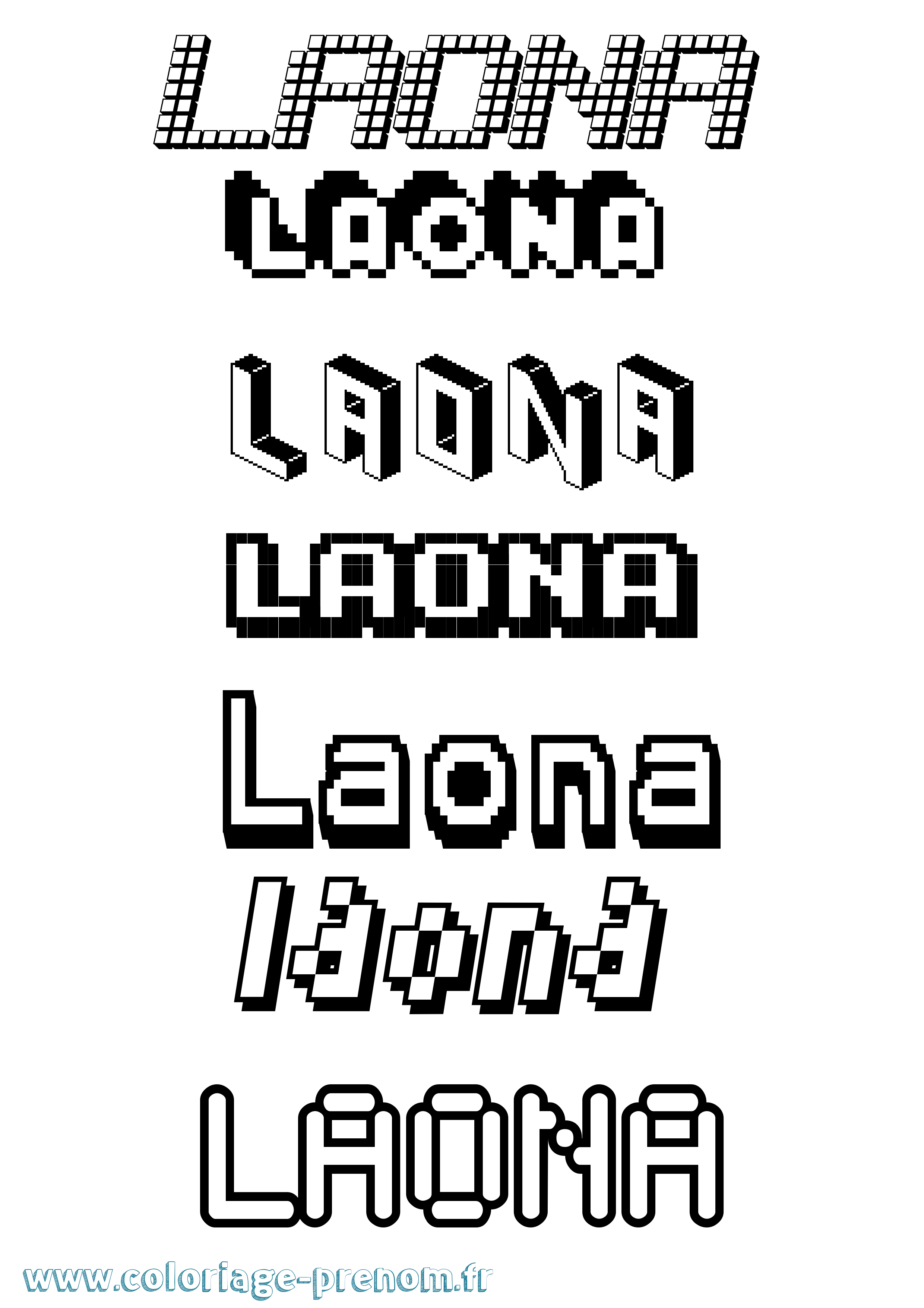 Coloriage prénom Laona Pixel