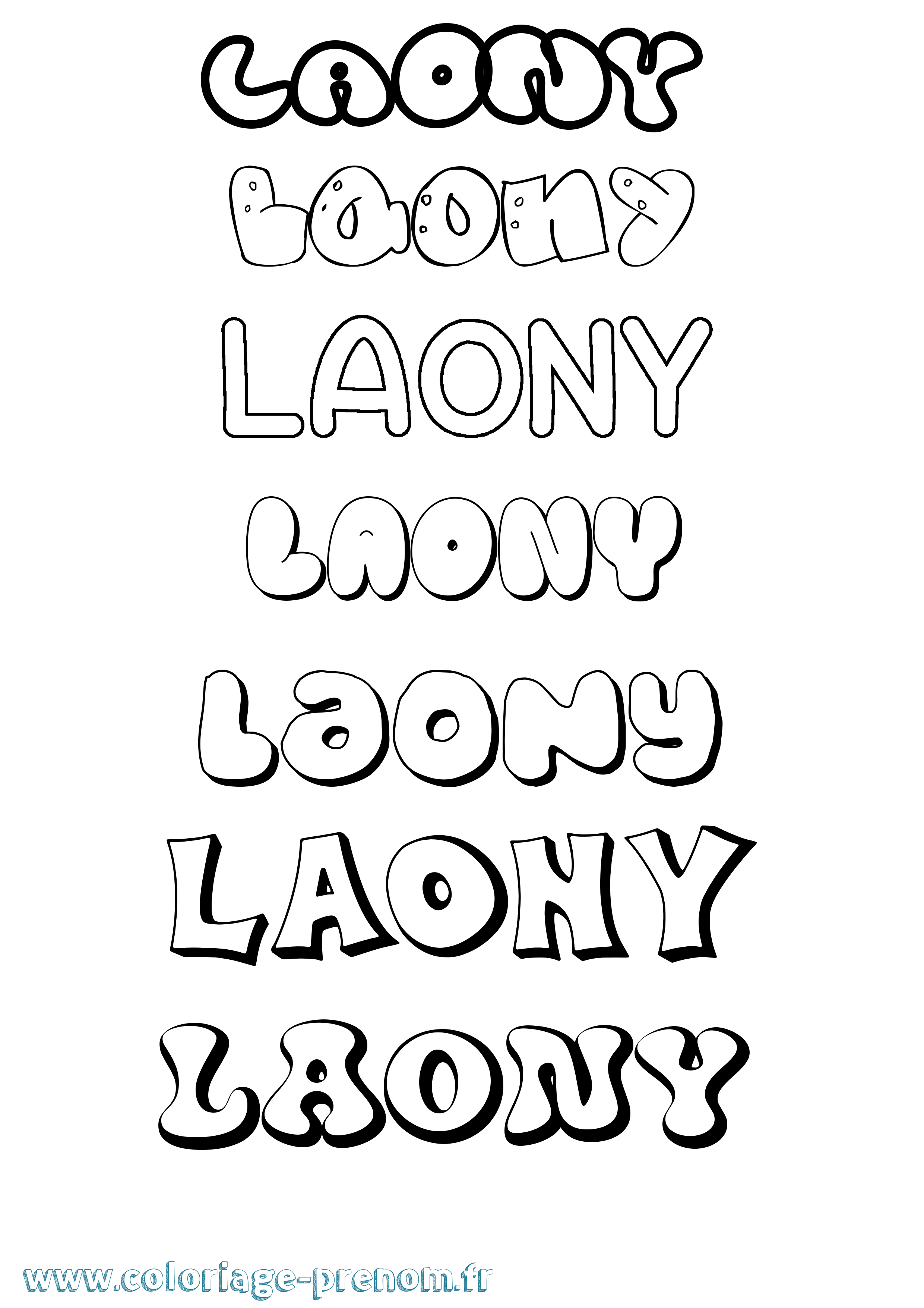 Coloriage Laony Bubble Coloriage prénom Laony Bubble