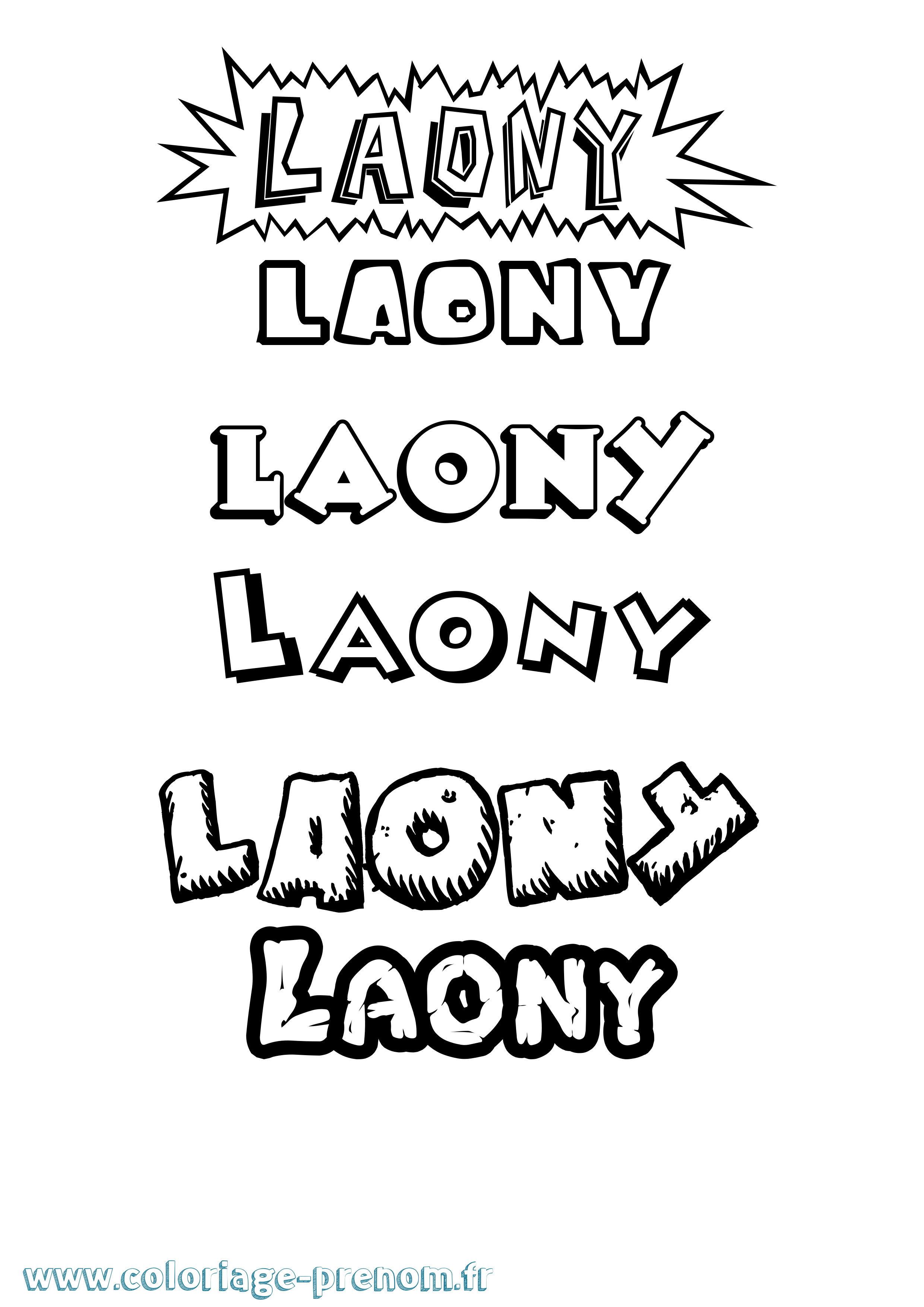 Coloriage Laony Dessin Animé Coloriage prénom Laony Dessin Animé