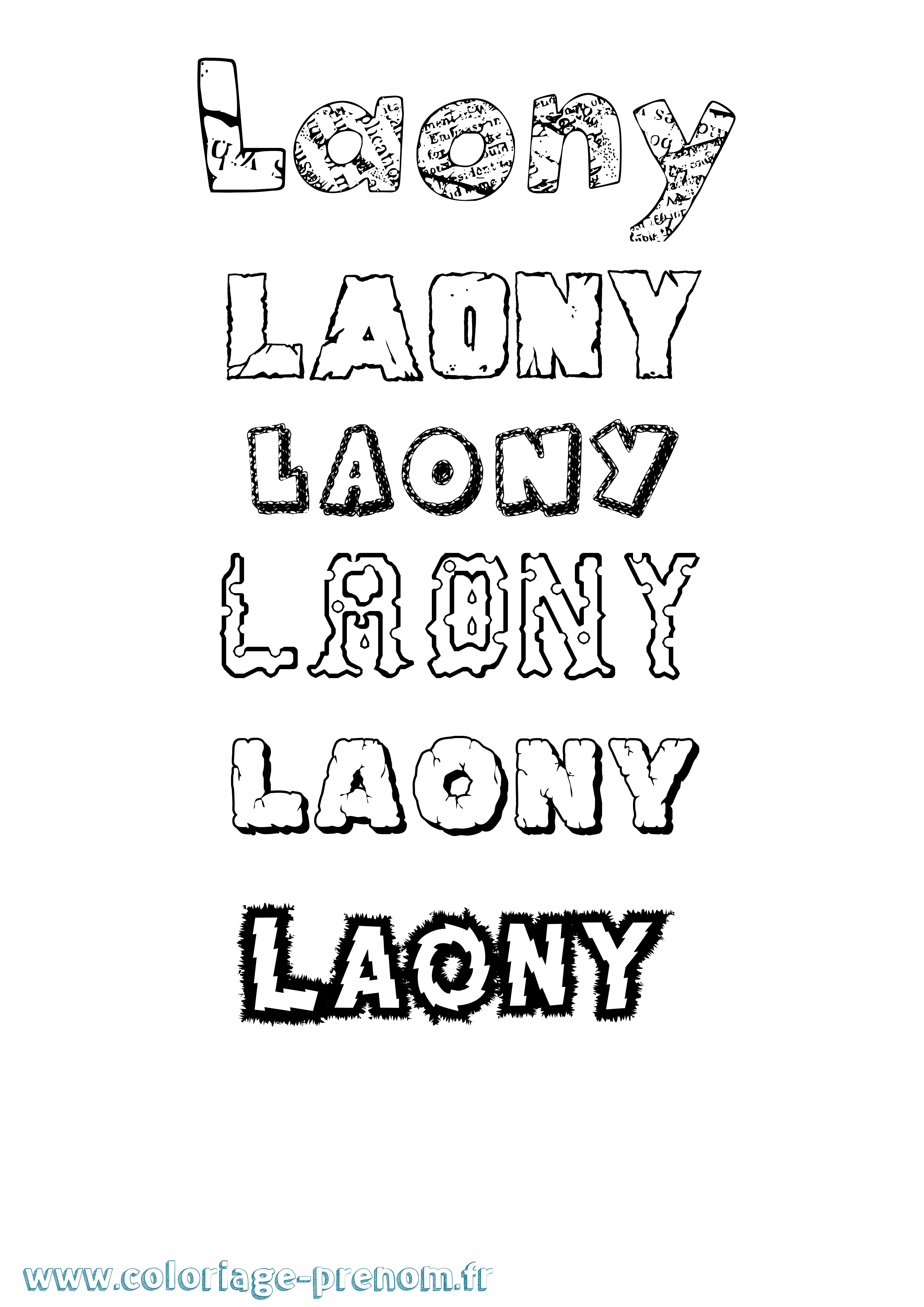 Coloriage Laony Destructuré Coloriage prénom Laony Destructuré