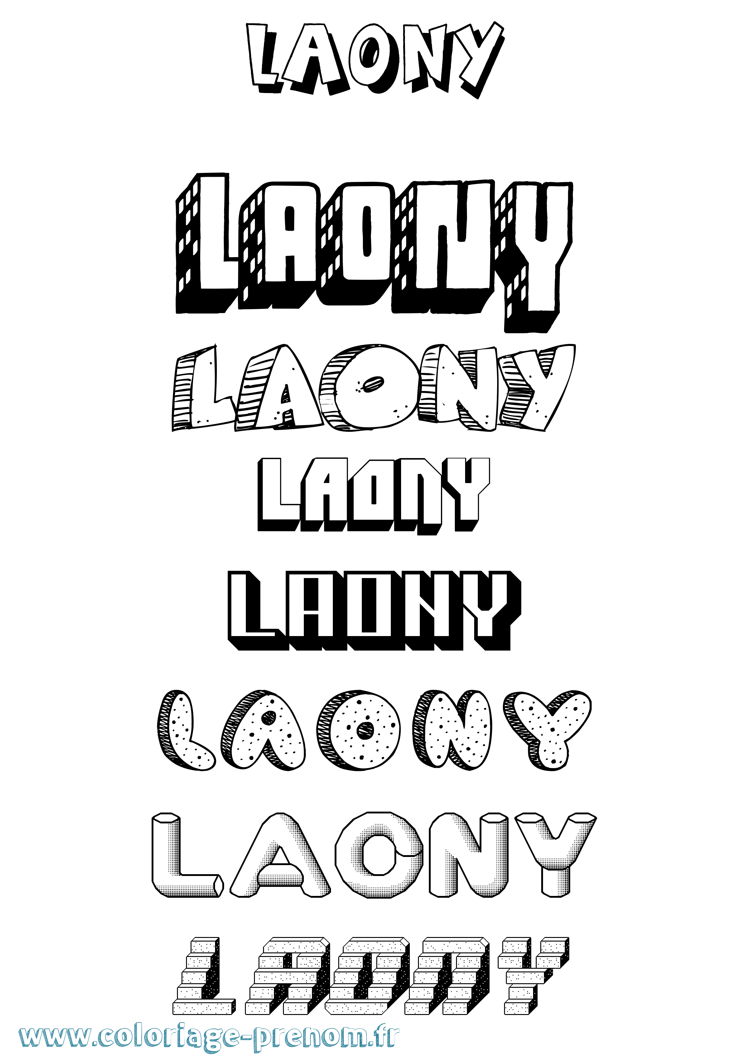 Coloriage Laony Effet 3D Coloriage prénom Laony Effet 3D