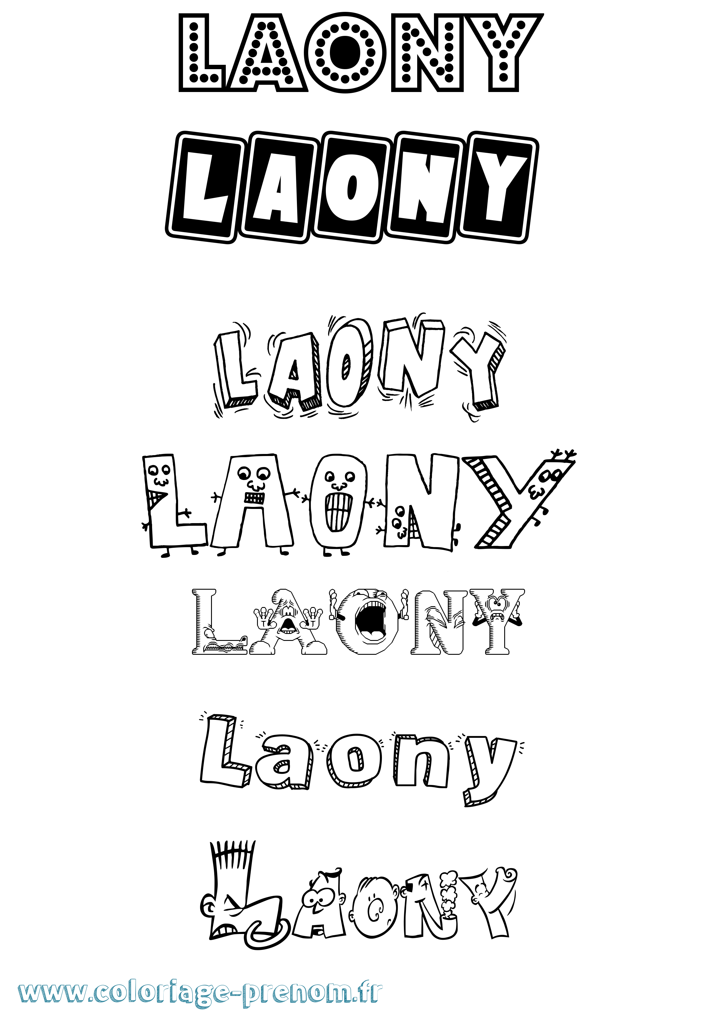 Coloriage Laony Fun Coloriage prénom Laony Fun