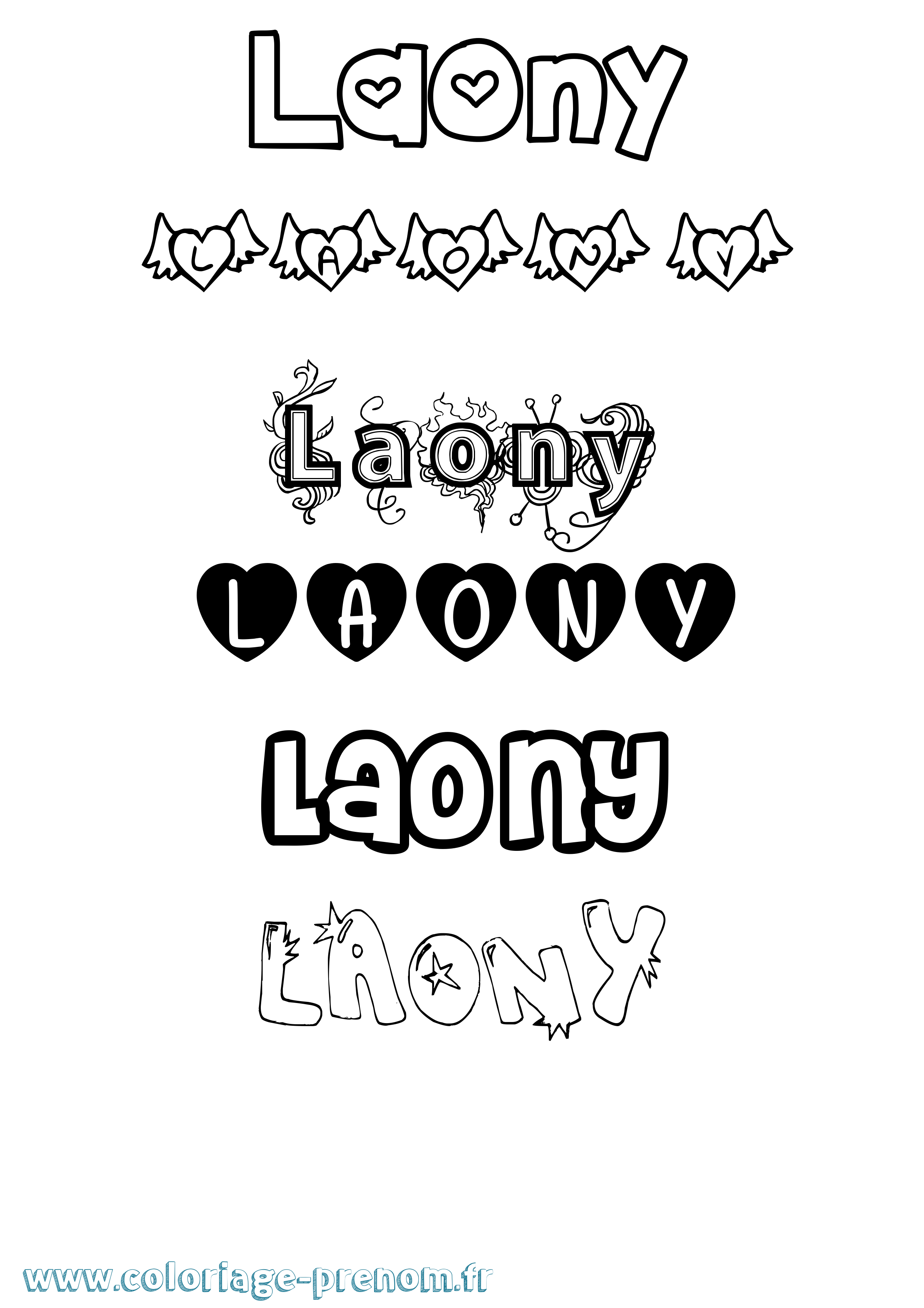 Coloriage Laony Girly Coloriage prénom Laony Girly