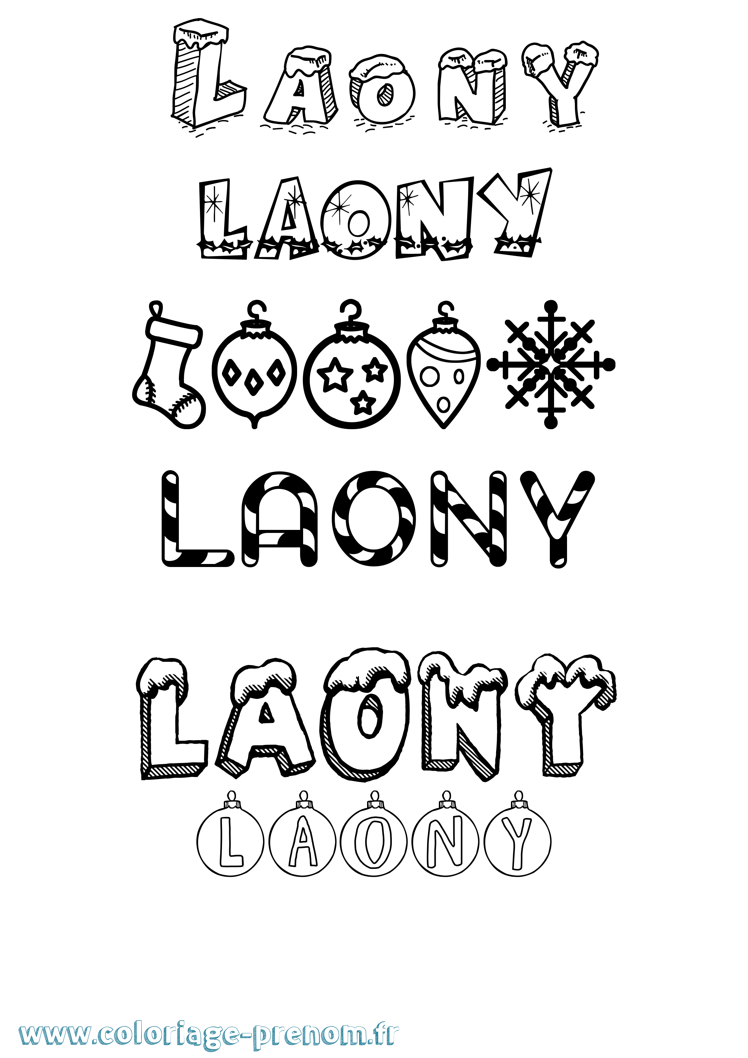 Coloriage Laony Noël Coloriage prénom Laony Noël