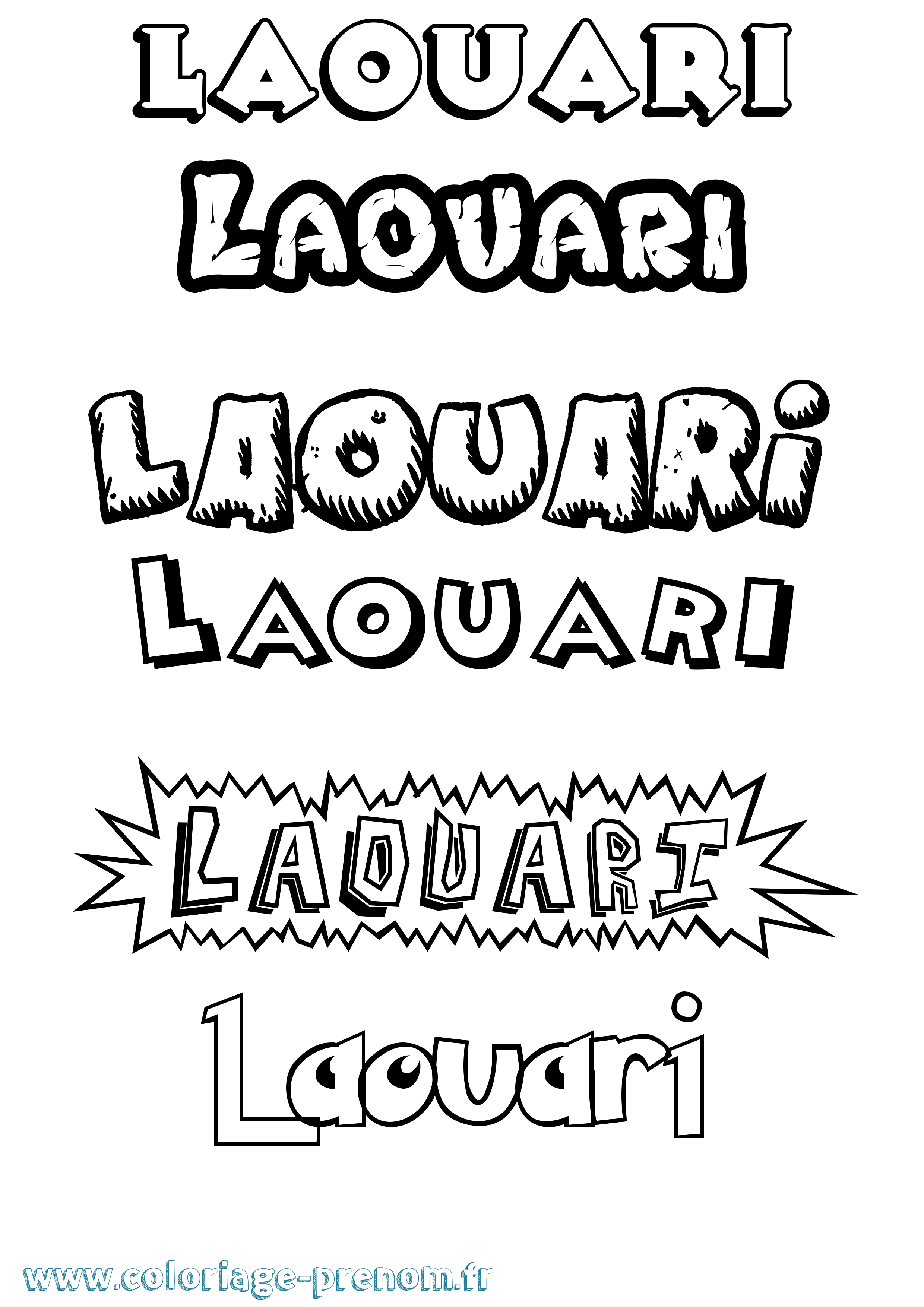Coloriage Laouari Dessin Animé Coloriage prénom Laouari Dessin Animé