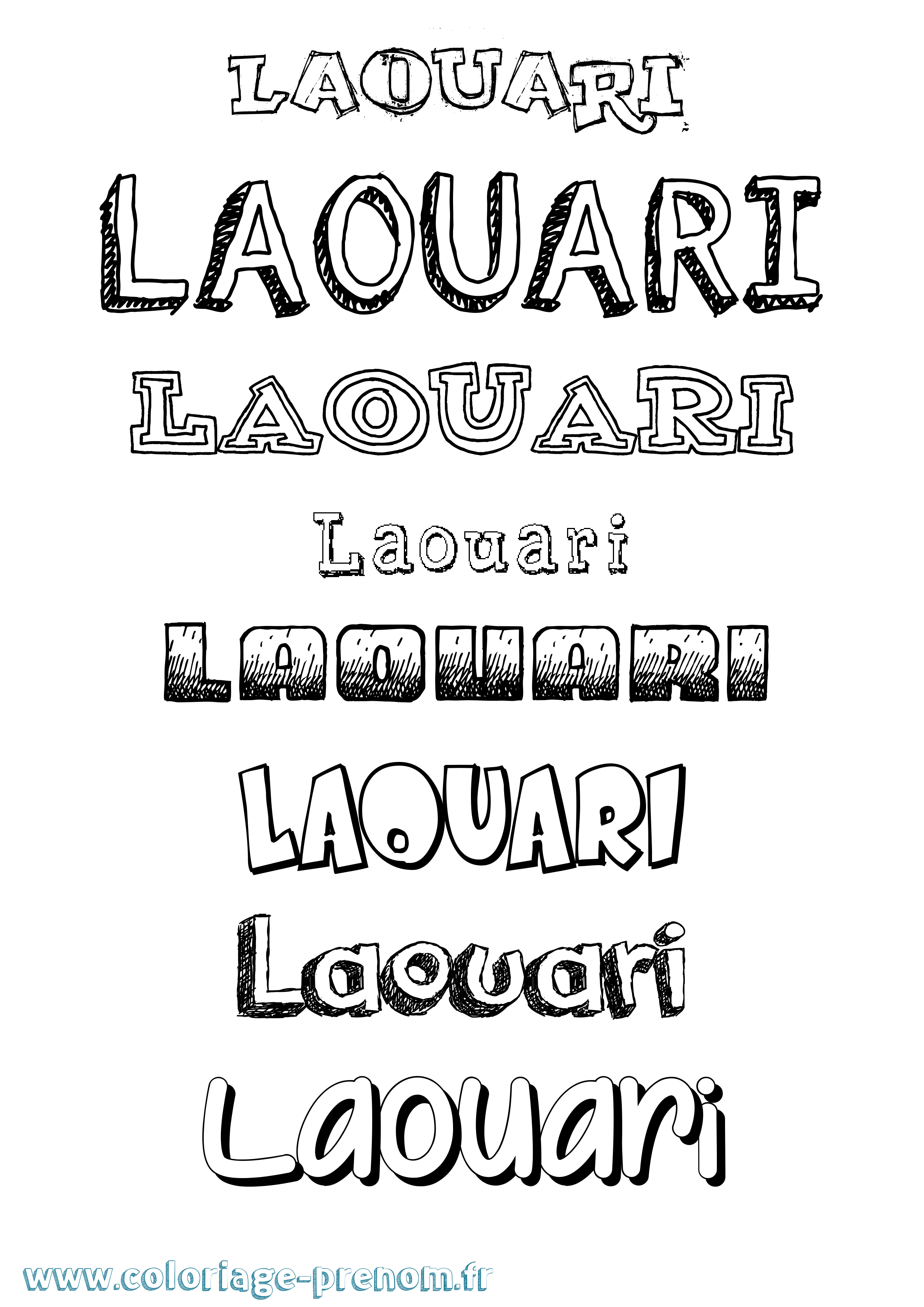 Coloriage Laouari Dessiné Coloriage prénom Laouari Dessiné