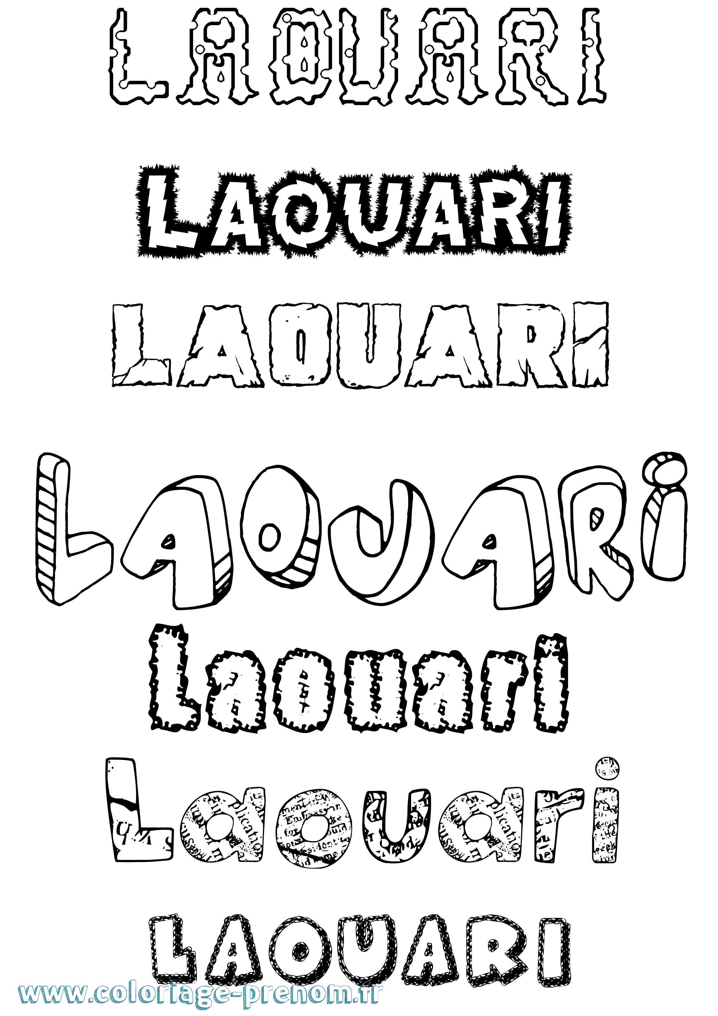 Coloriage Laouari Destructuré Coloriage prénom Laouari Destructuré