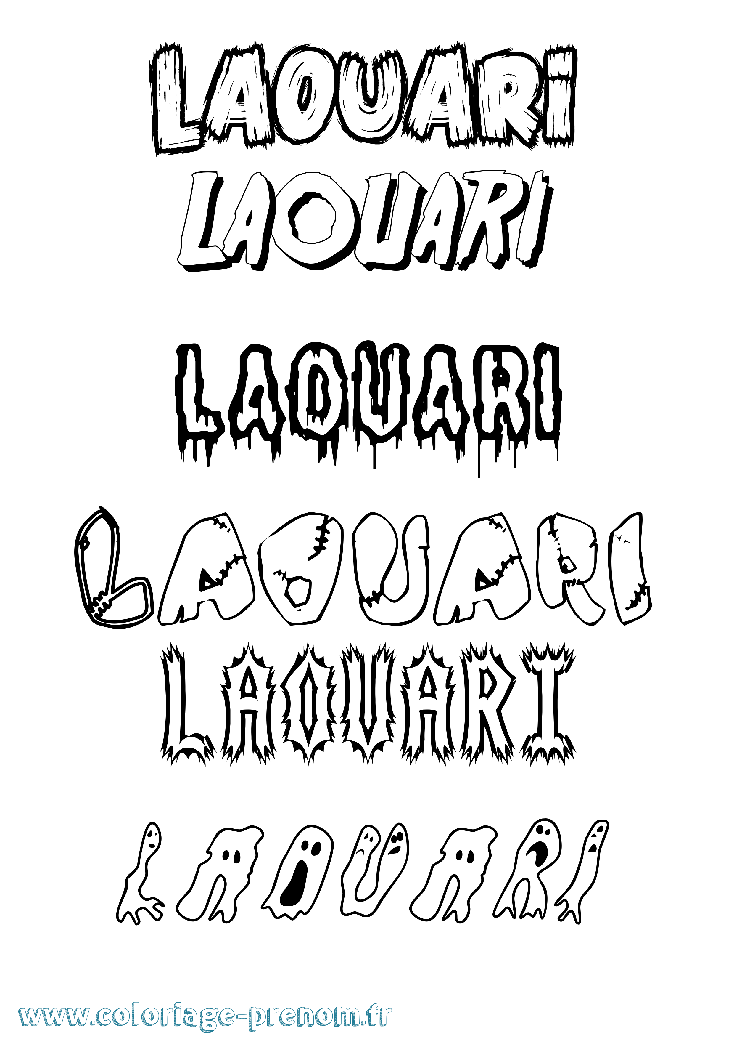 Coloriage Laouari Frisson Coloriage prénom Laouari Frisson