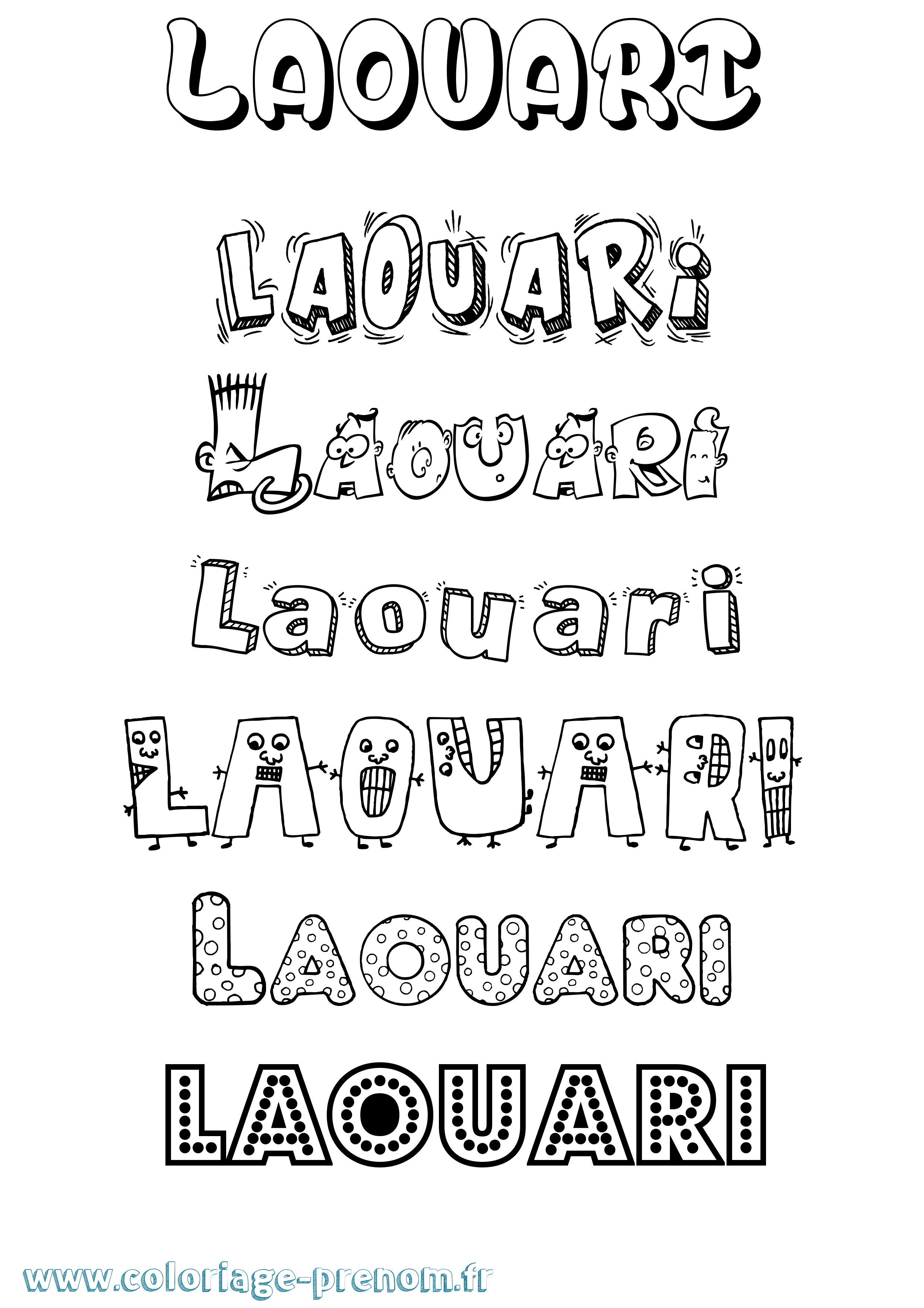 Coloriage Laouari Fun Coloriage prénom Laouari Fun