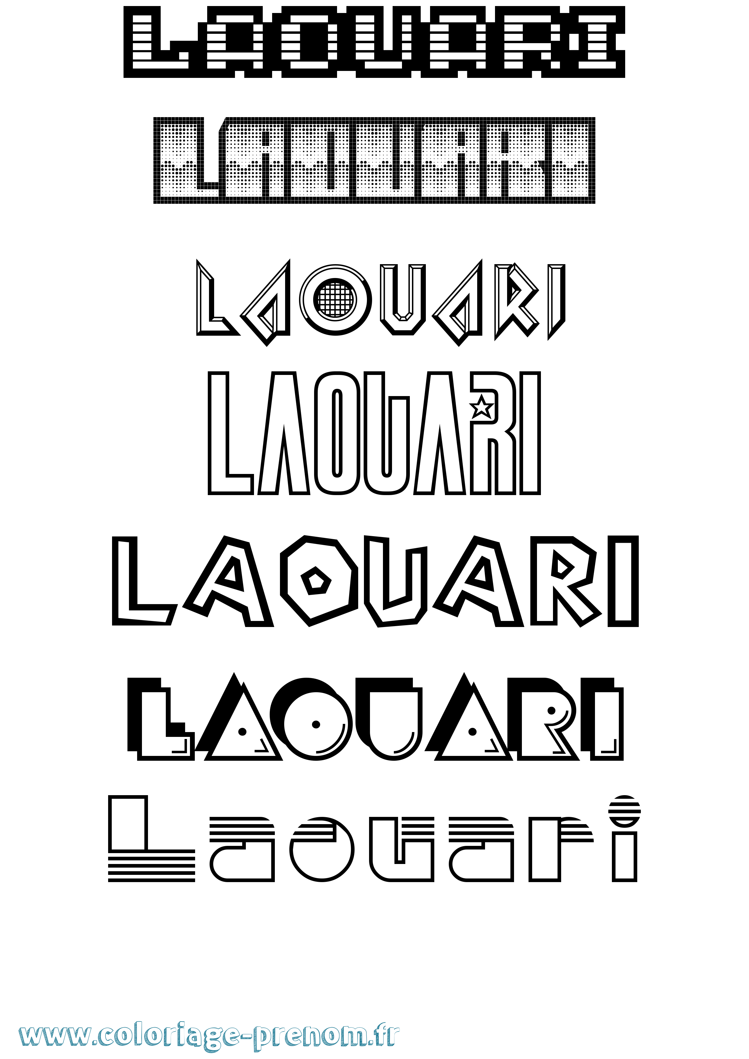 Coloriage Laouari Jeux Vidéos Coloriage prénom Laouari Jeux Vidéos