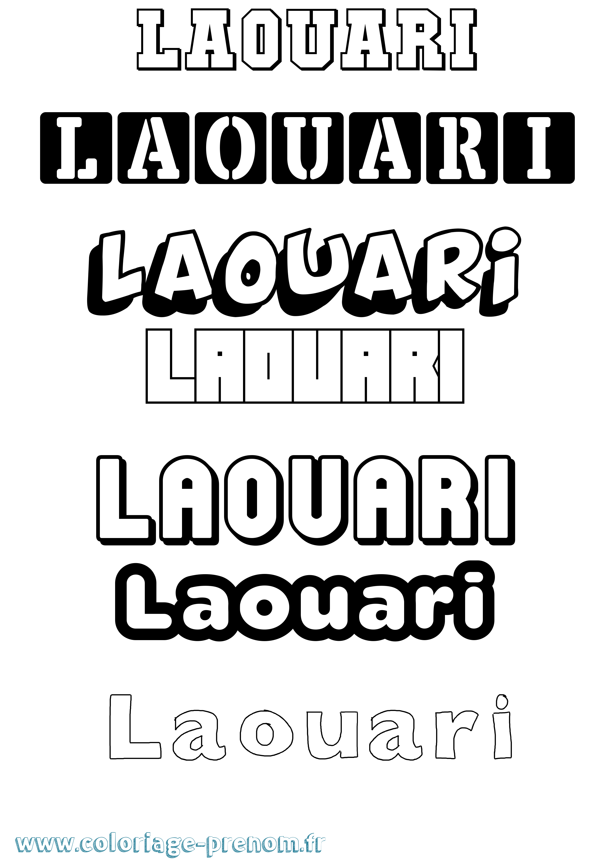 Coloriage Laouari Simple Coloriage prénom Laouari Simple