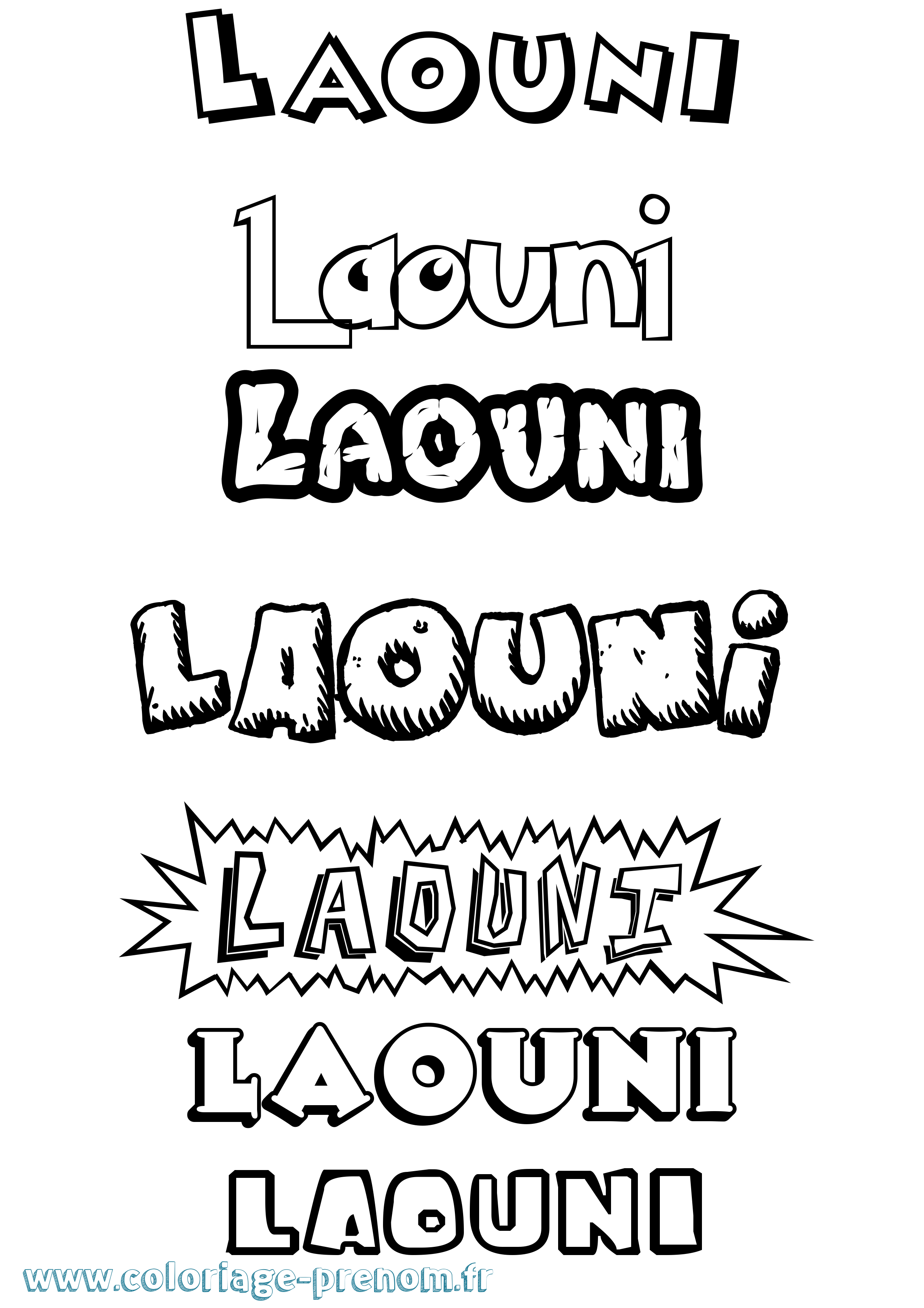 Coloriage Laouni Dessin Animé Coloriage prénom Laouni Dessin Animé