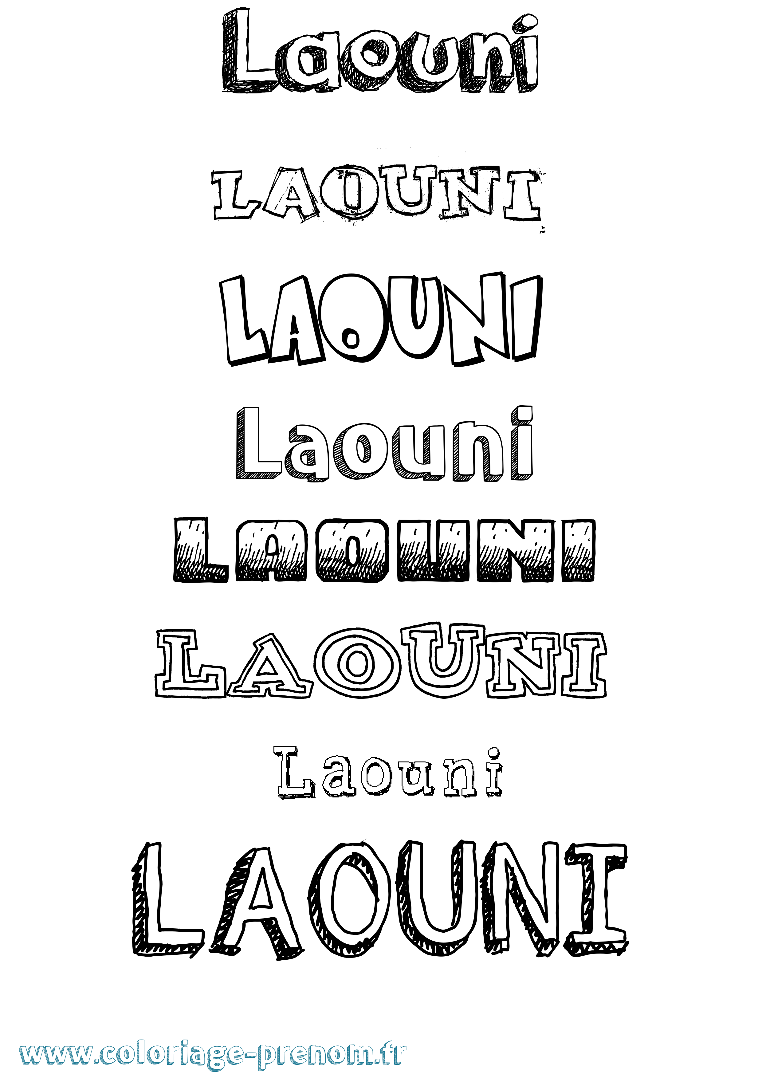 Coloriage Laouni Dessiné Coloriage prénom Laouni Dessiné
