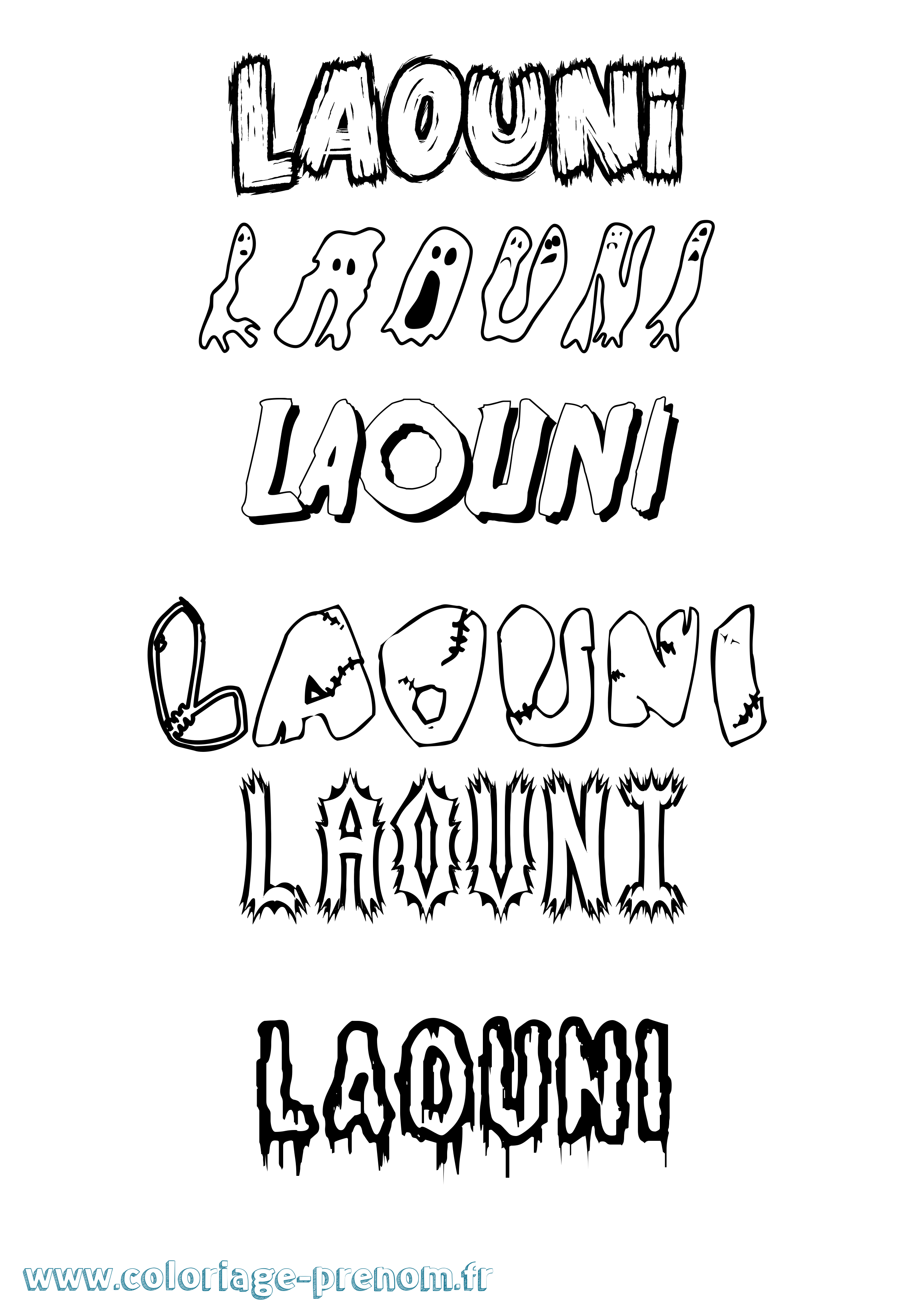 Coloriage Laouni Frisson Coloriage prénom Laouni Frisson