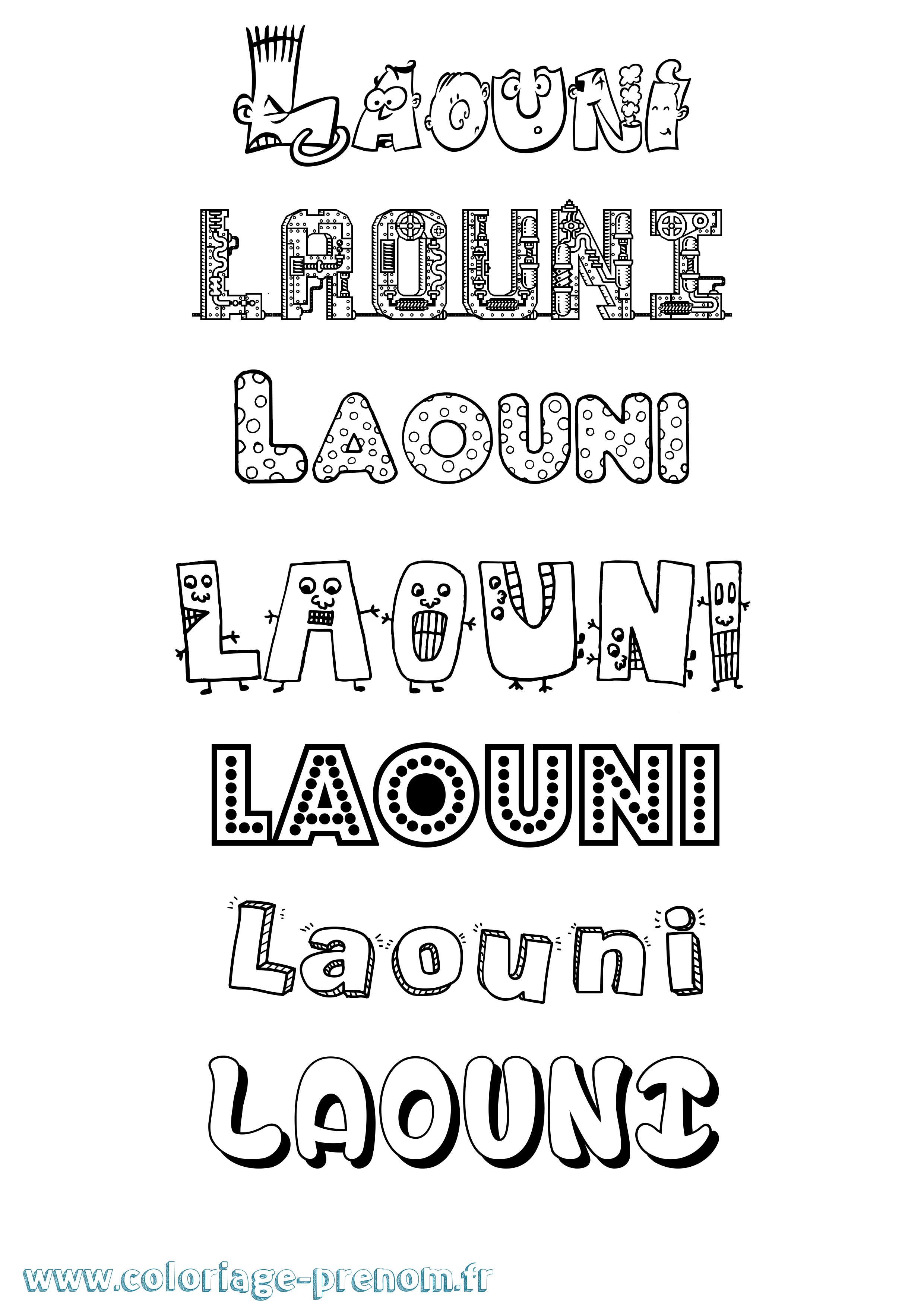 Coloriage prénom Laouni Fun