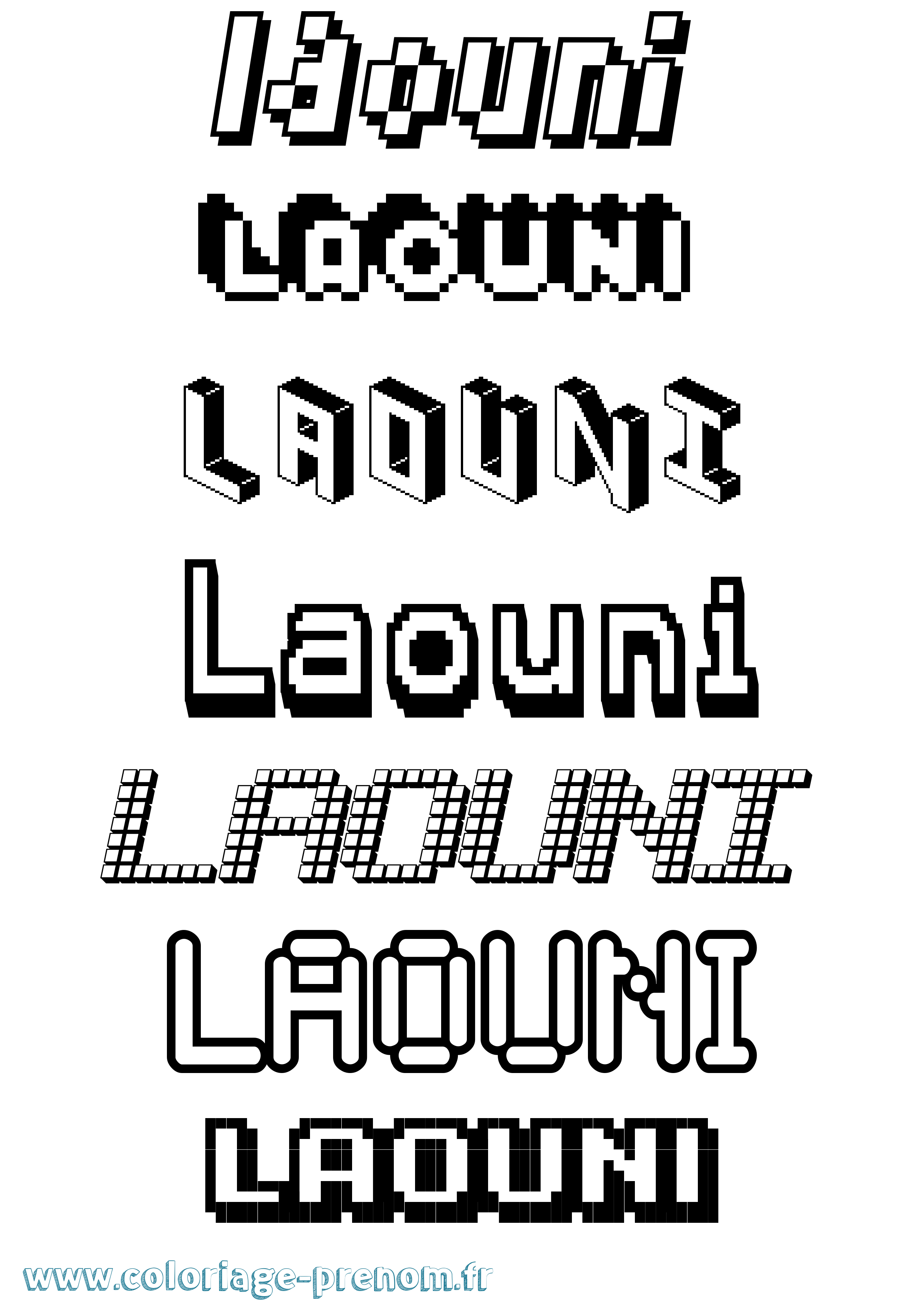 Coloriage Laouni Pixel Coloriage prénom Laouni Pixel