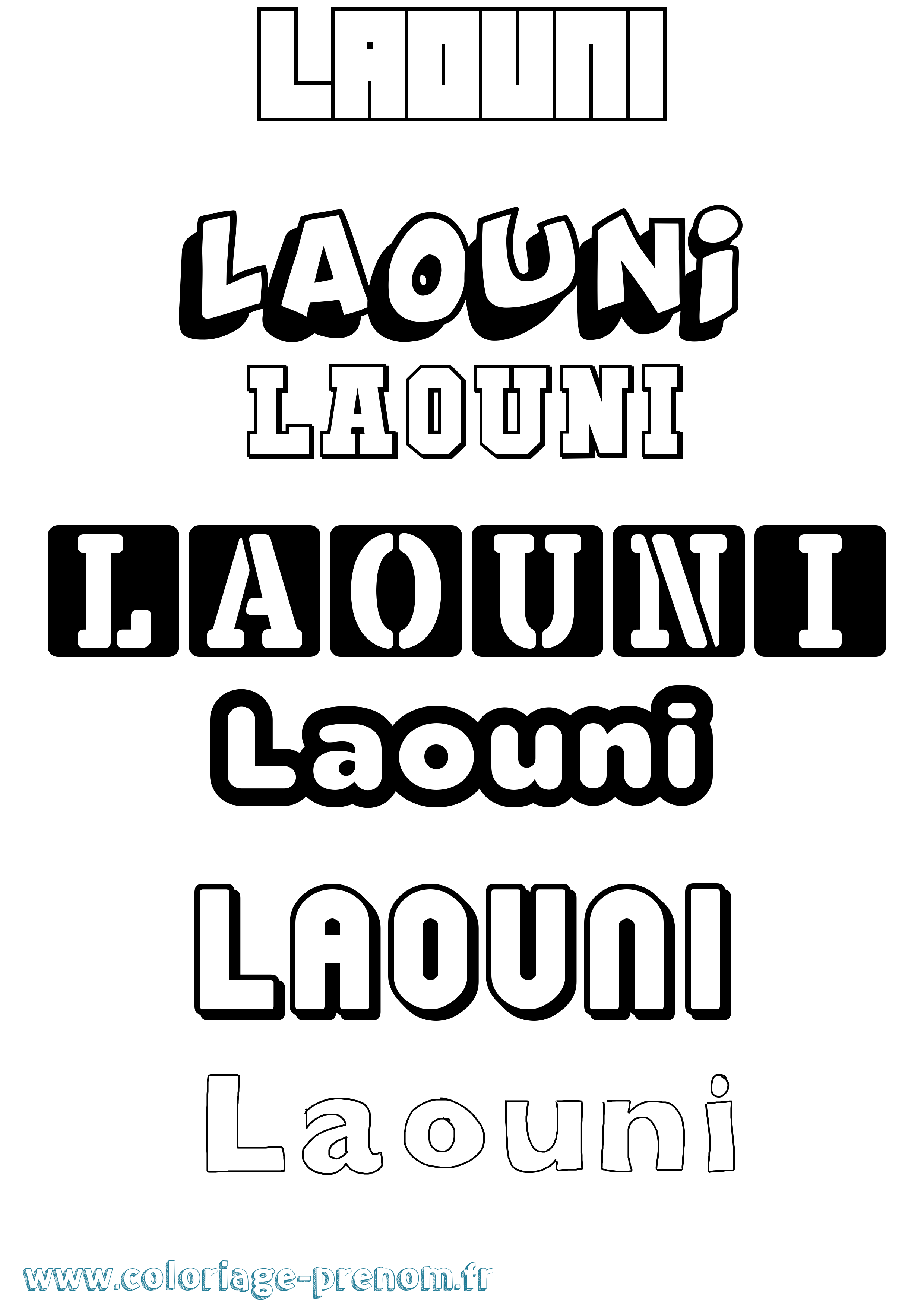 Coloriage Laouni Simple Coloriage prénom Laouni Simple