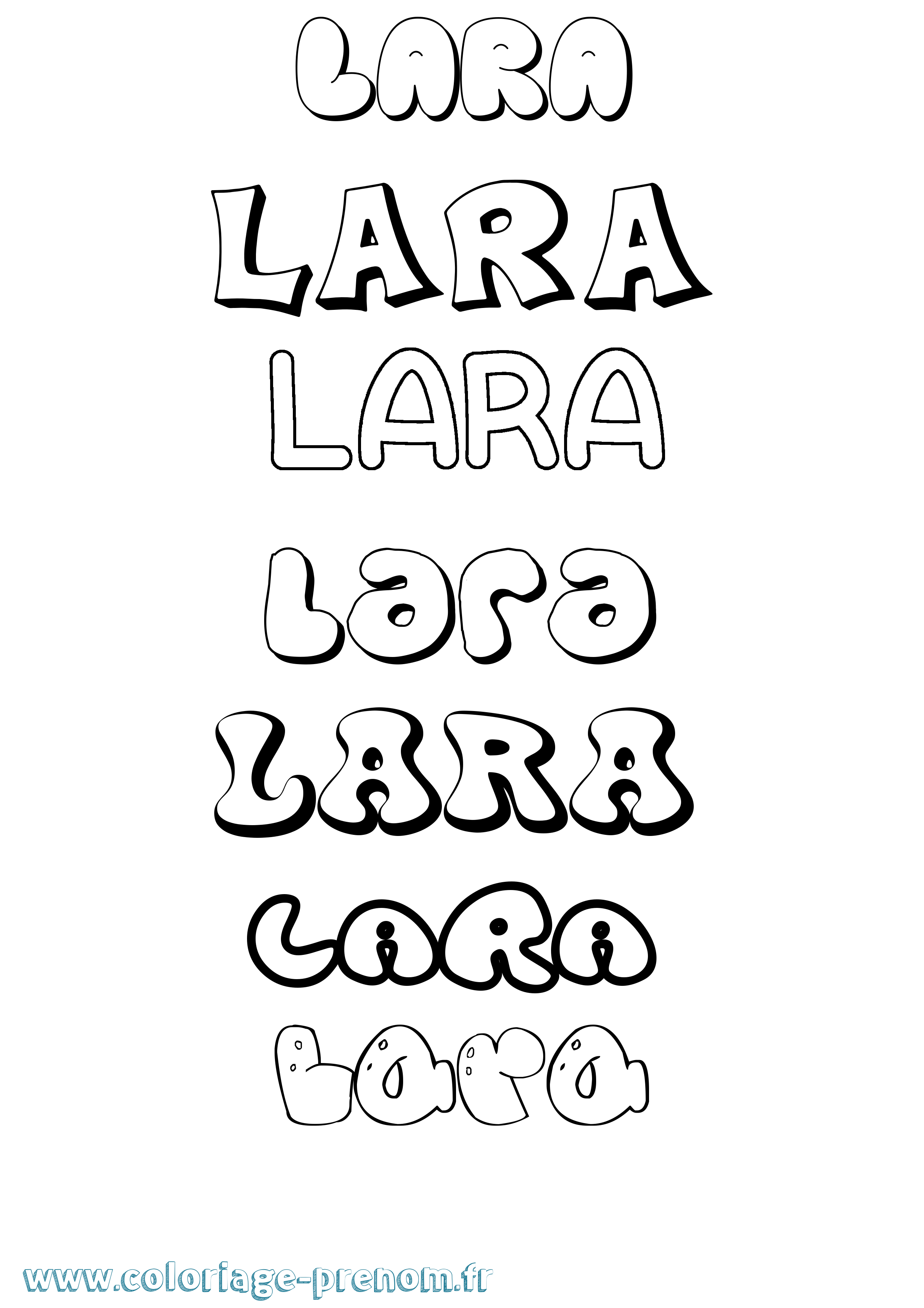 Coloriage prénom Lara Bubble