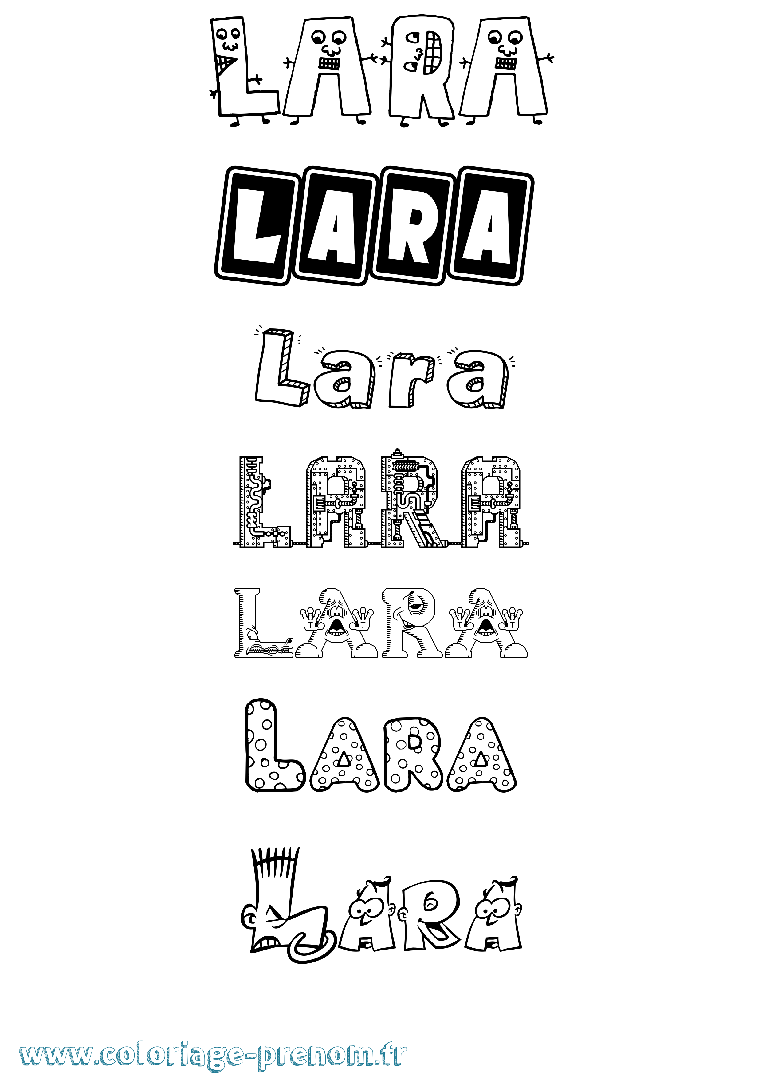 Coloriage prénom Lara Fun