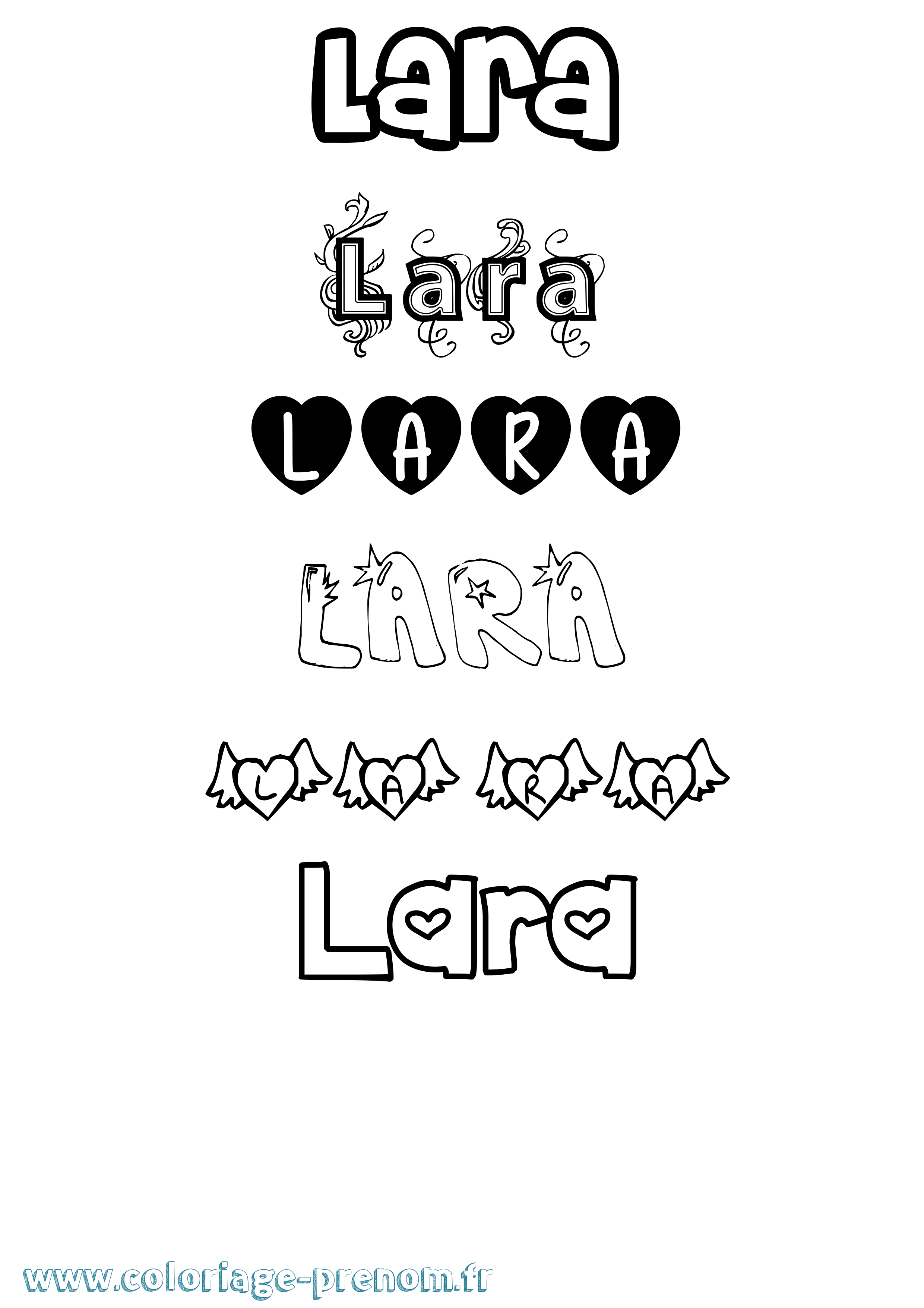 Coloriage prénom Lara Girly