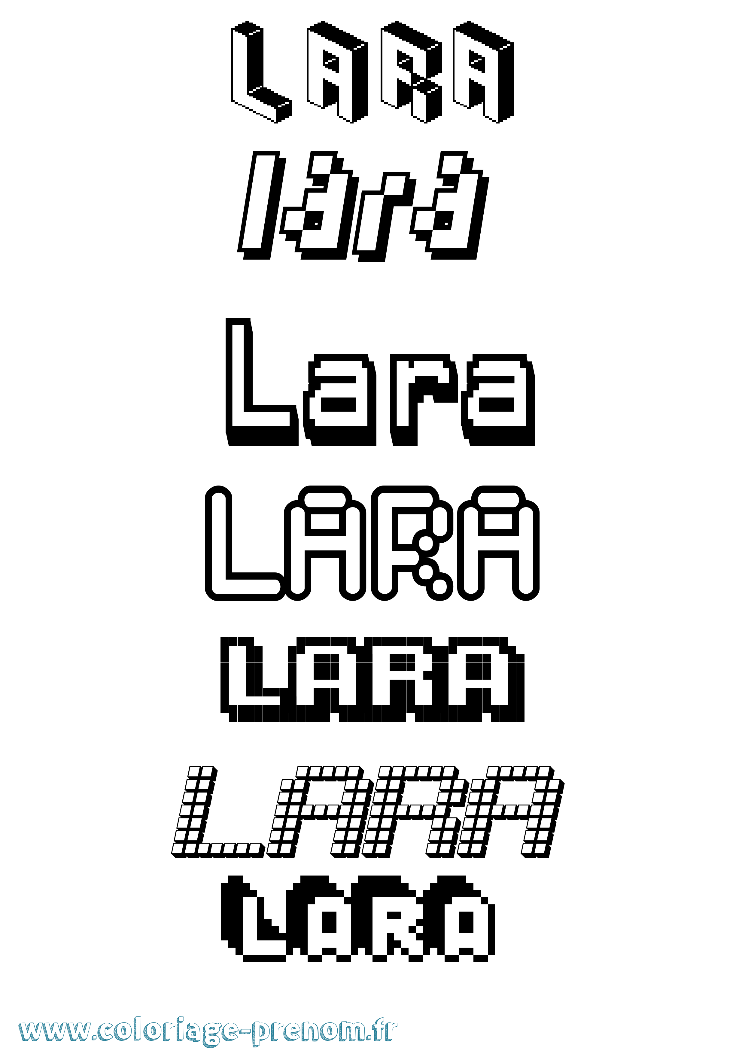 Coloriage prénom Lara Pixel