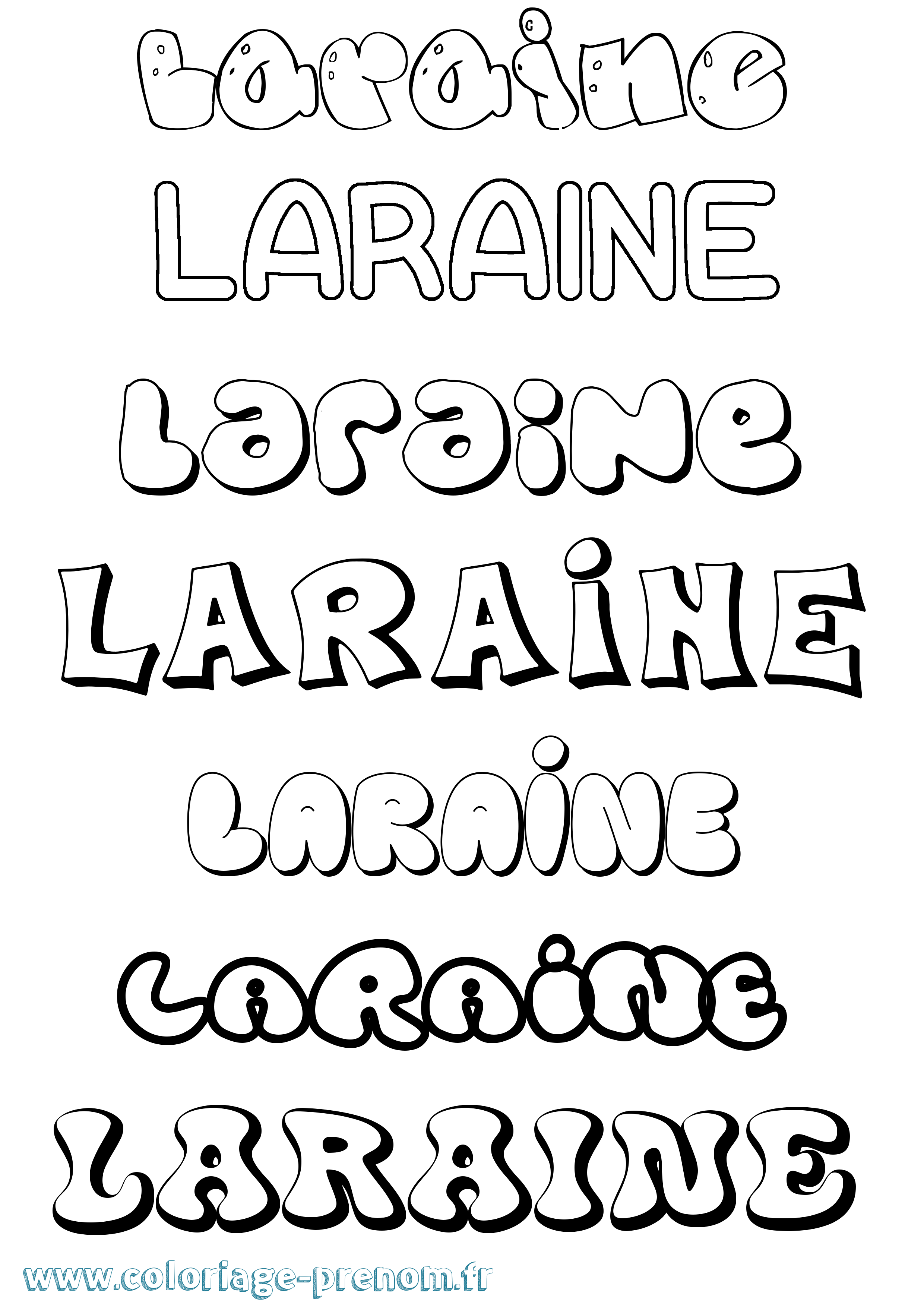 Coloriage prénom Laraine Bubble