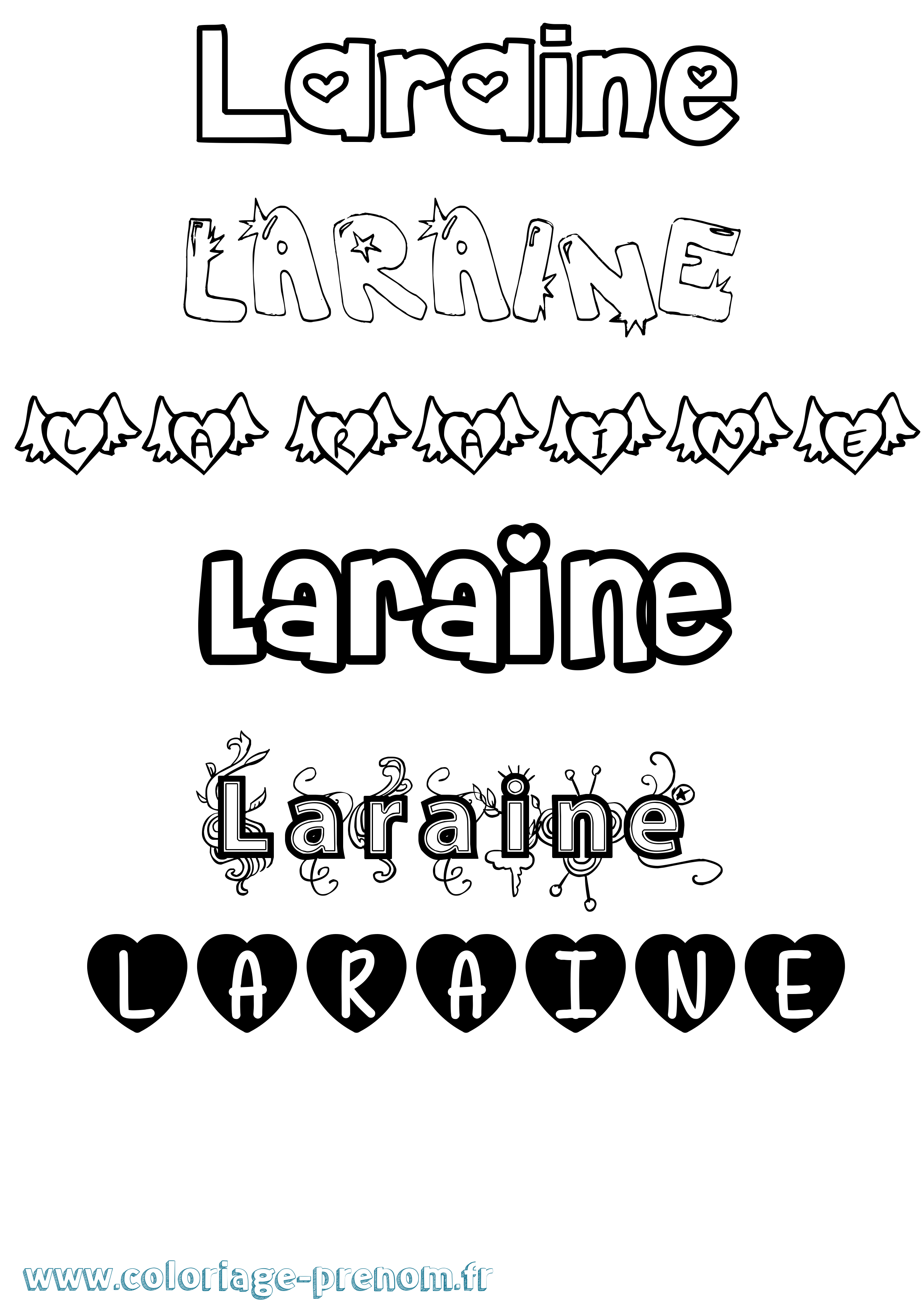 Coloriage prénom Laraine Girly