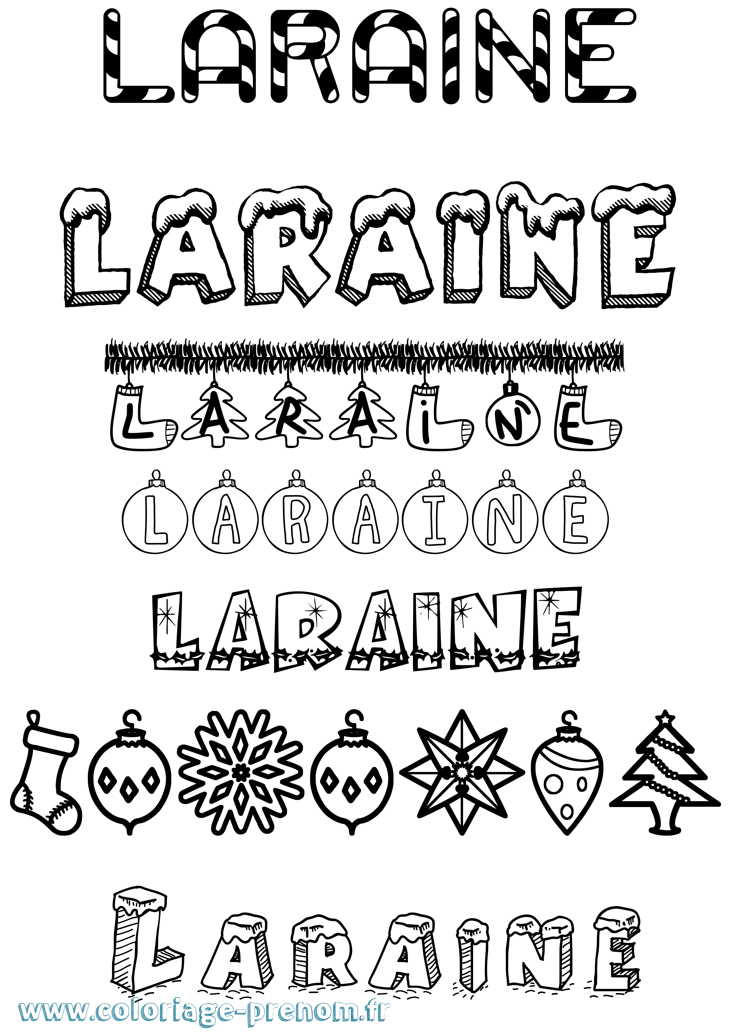 Coloriage prénom Laraine Noël