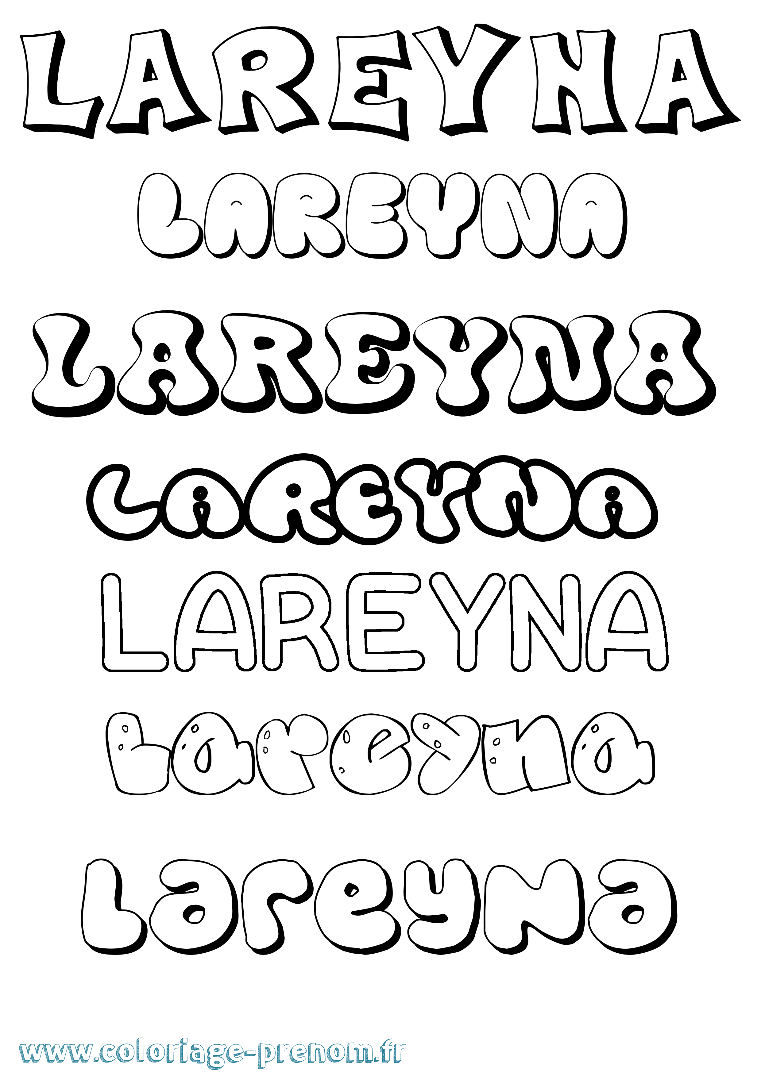 Coloriage prénom Lareyna Bubble