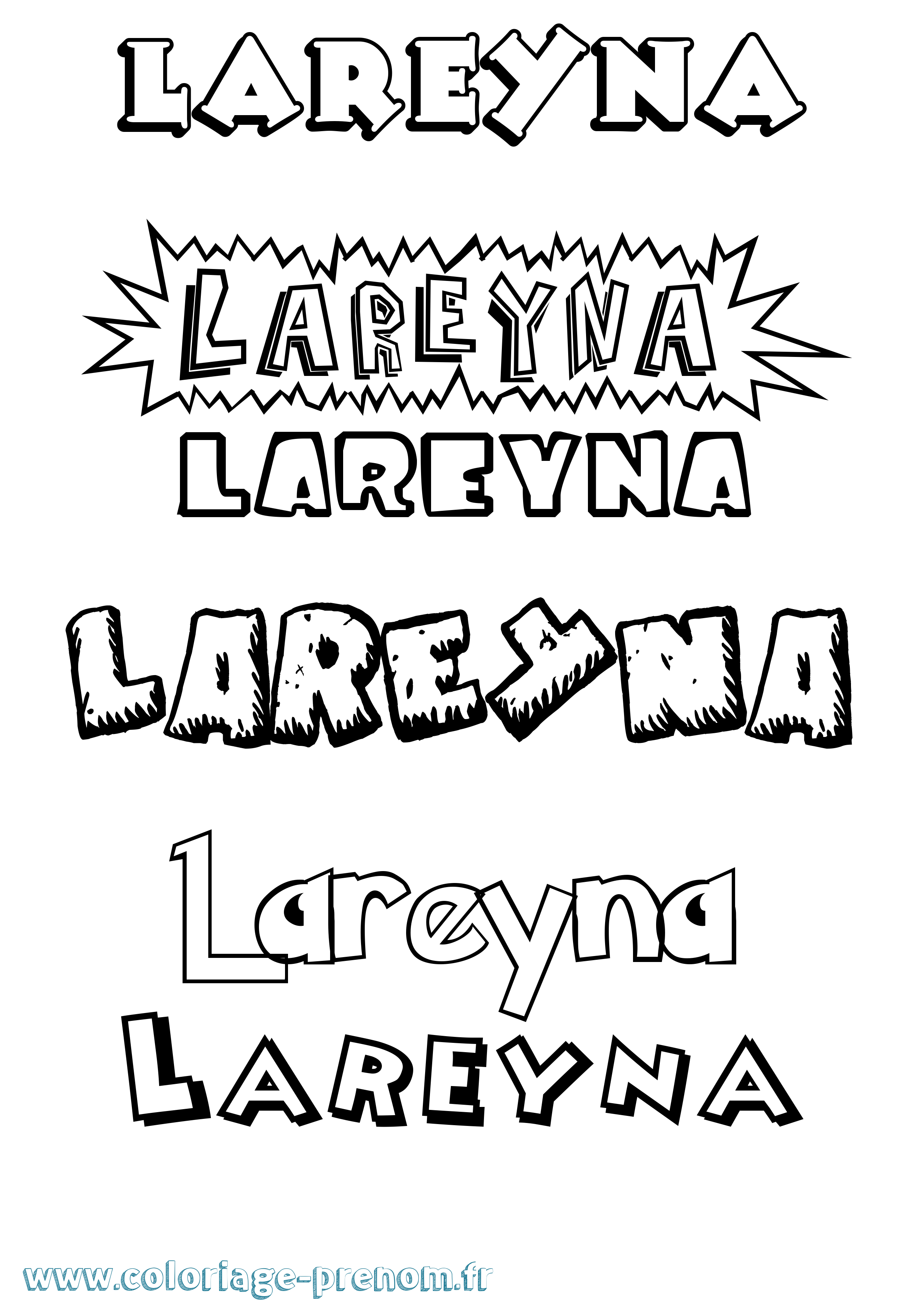 Coloriage prénom Lareyna Dessin Animé