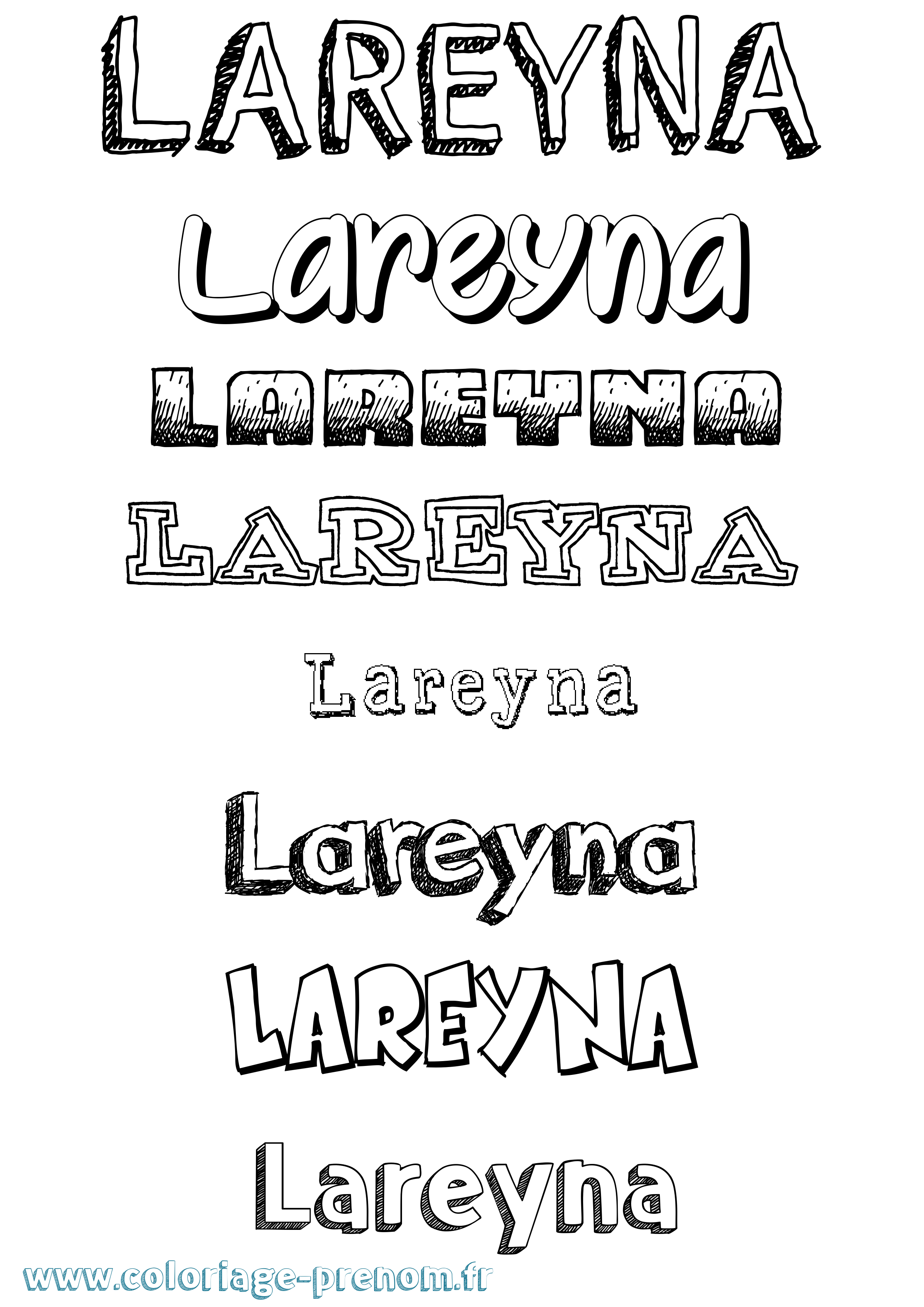 Coloriage prénom Lareyna Dessiné