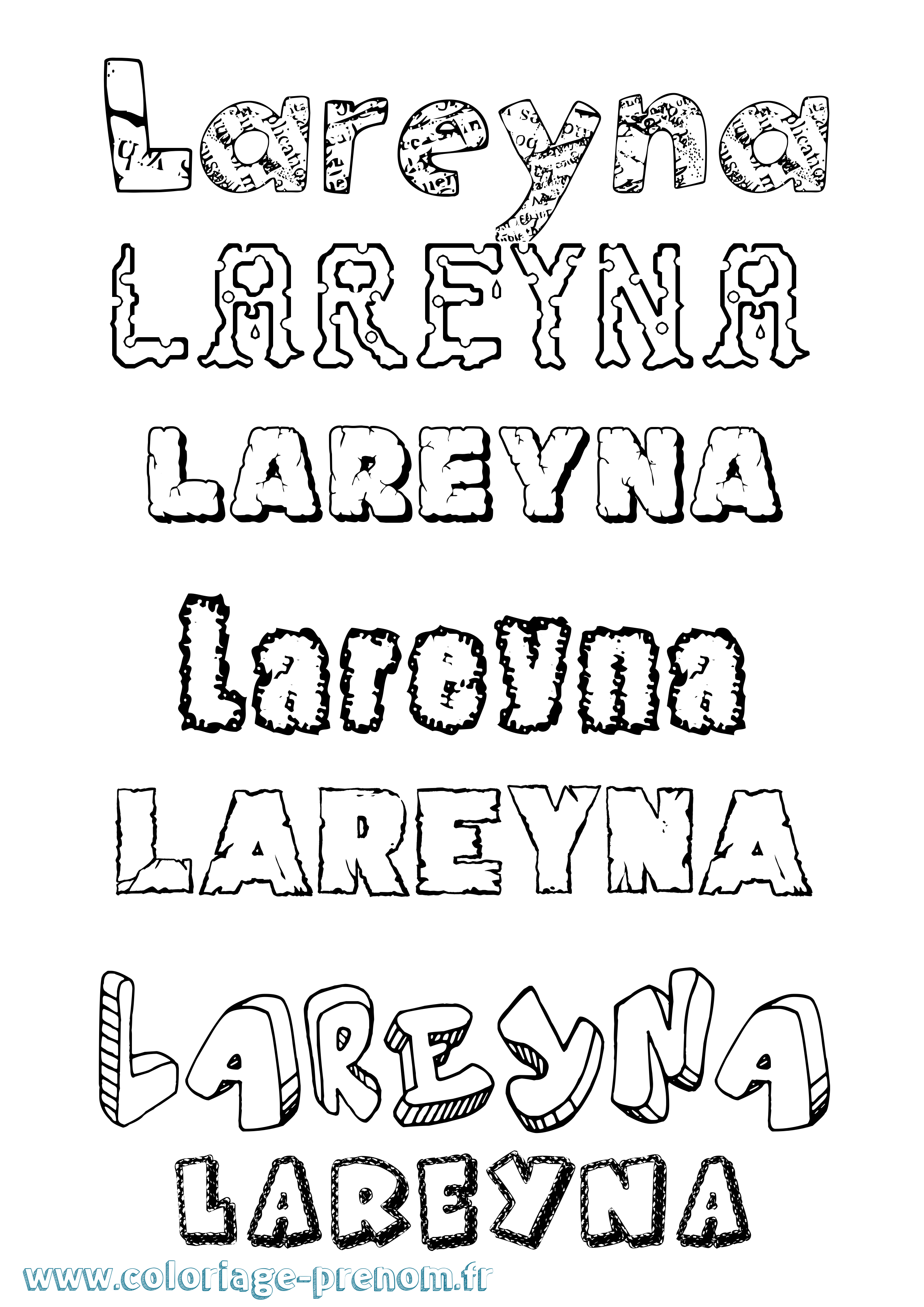 Coloriage prénom Lareyna Destructuré