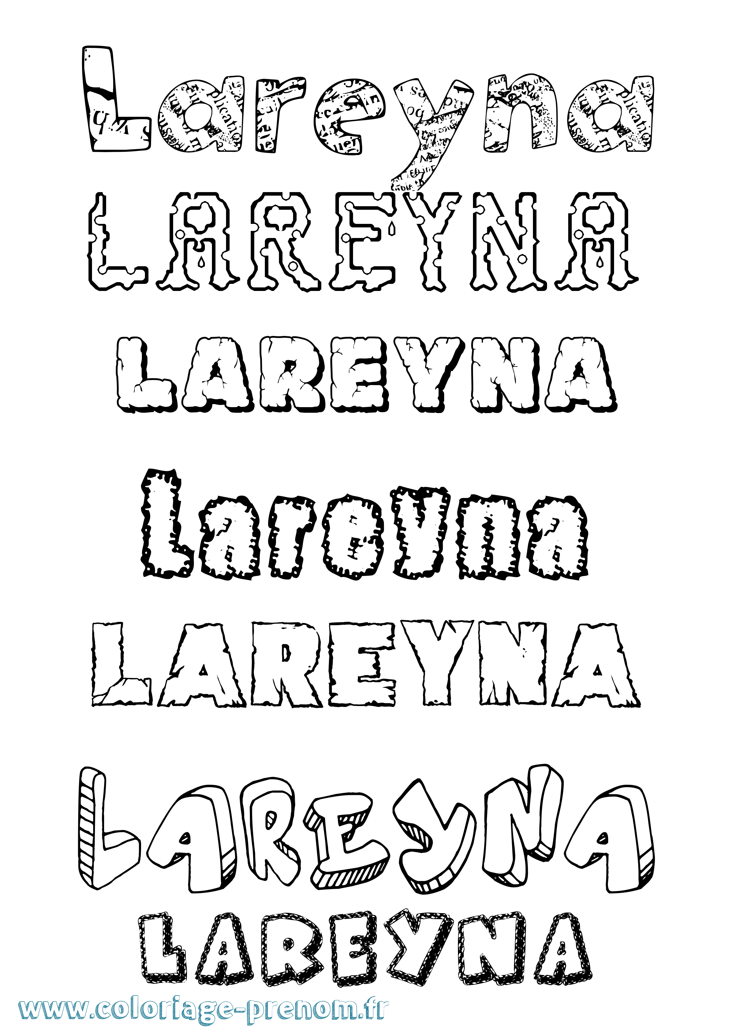 Coloriage Lareyna Destructuré Coloriage prénom Lareyna Destructuré