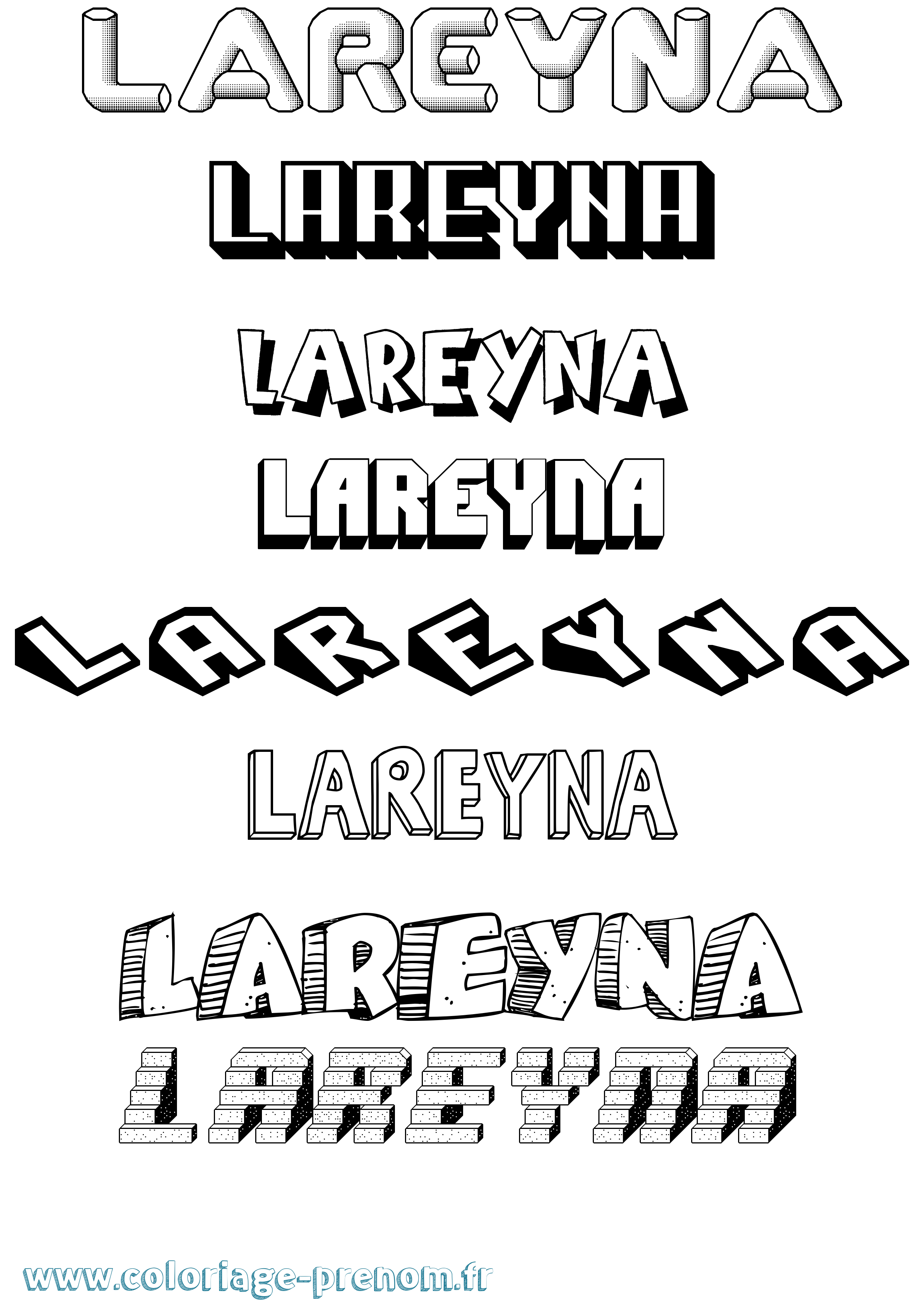 Coloriage prénom Lareyna Effet 3D