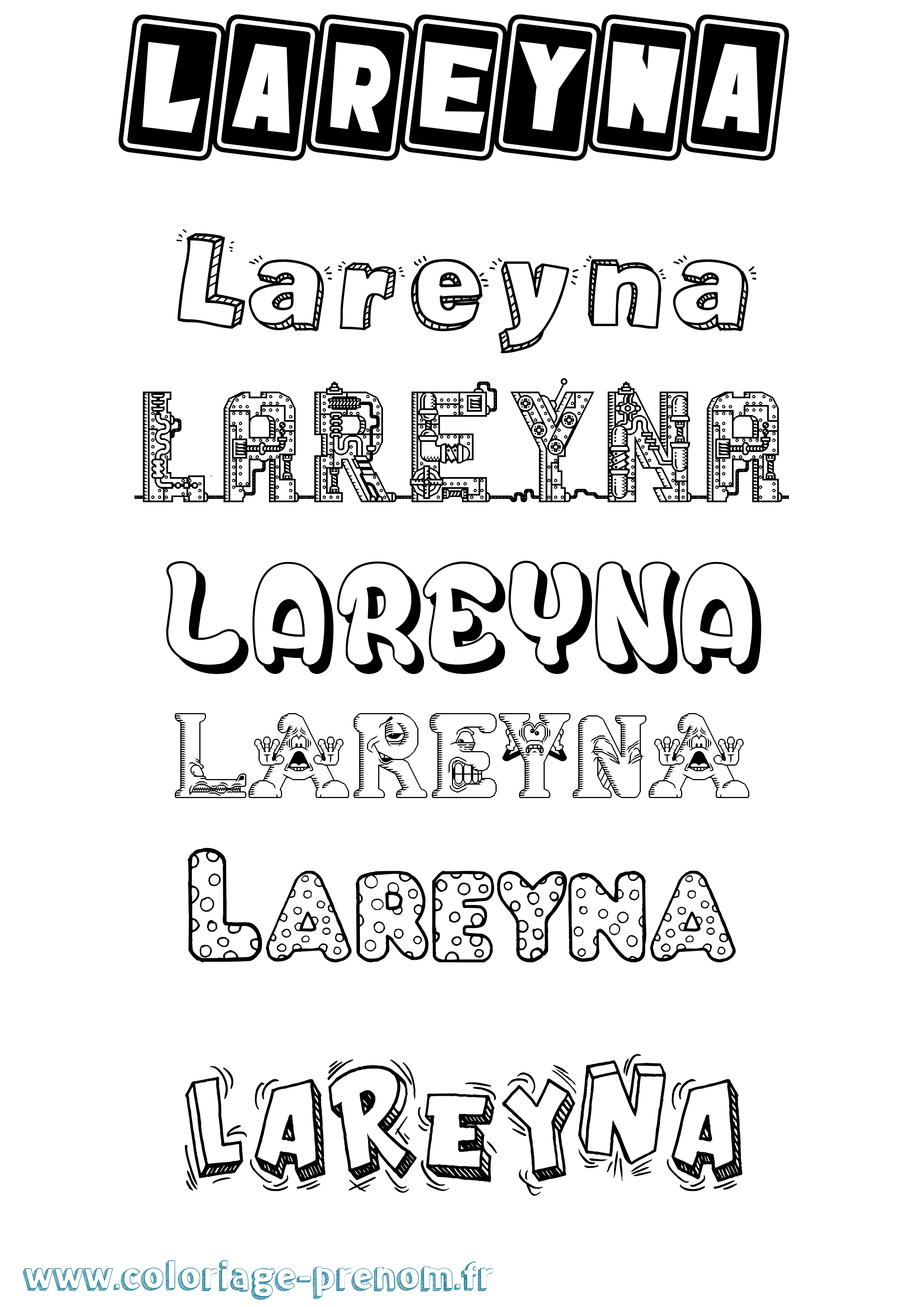 Coloriage prénom Lareyna Fun