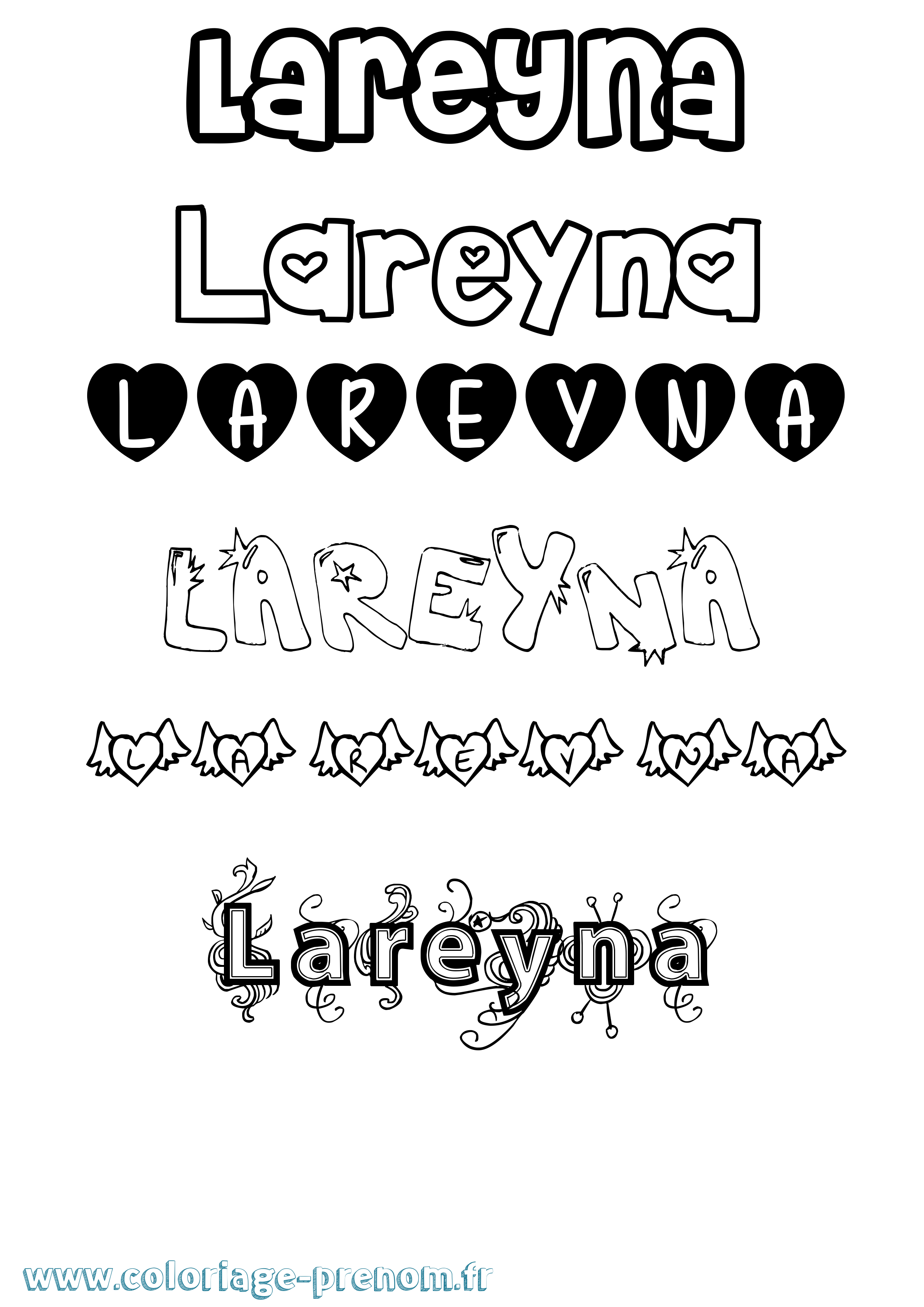 Coloriage prénom Lareyna Girly